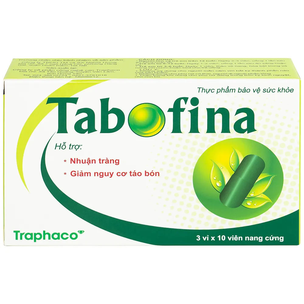 VIÊN UỐNG HỖ TRỢ GIẢM NGUY CƠ TÁO BÓN TABOFINA TRAPHACO 3X10 7