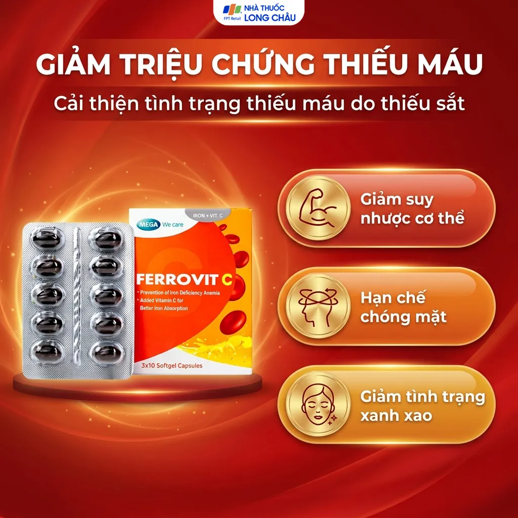 VIÊN UỐNG HỖ TRỢ GIẢM NGUY CƠ THIẾU MÁU DO THIẾU SẮT FERROVIT C MEGA 3X10 4