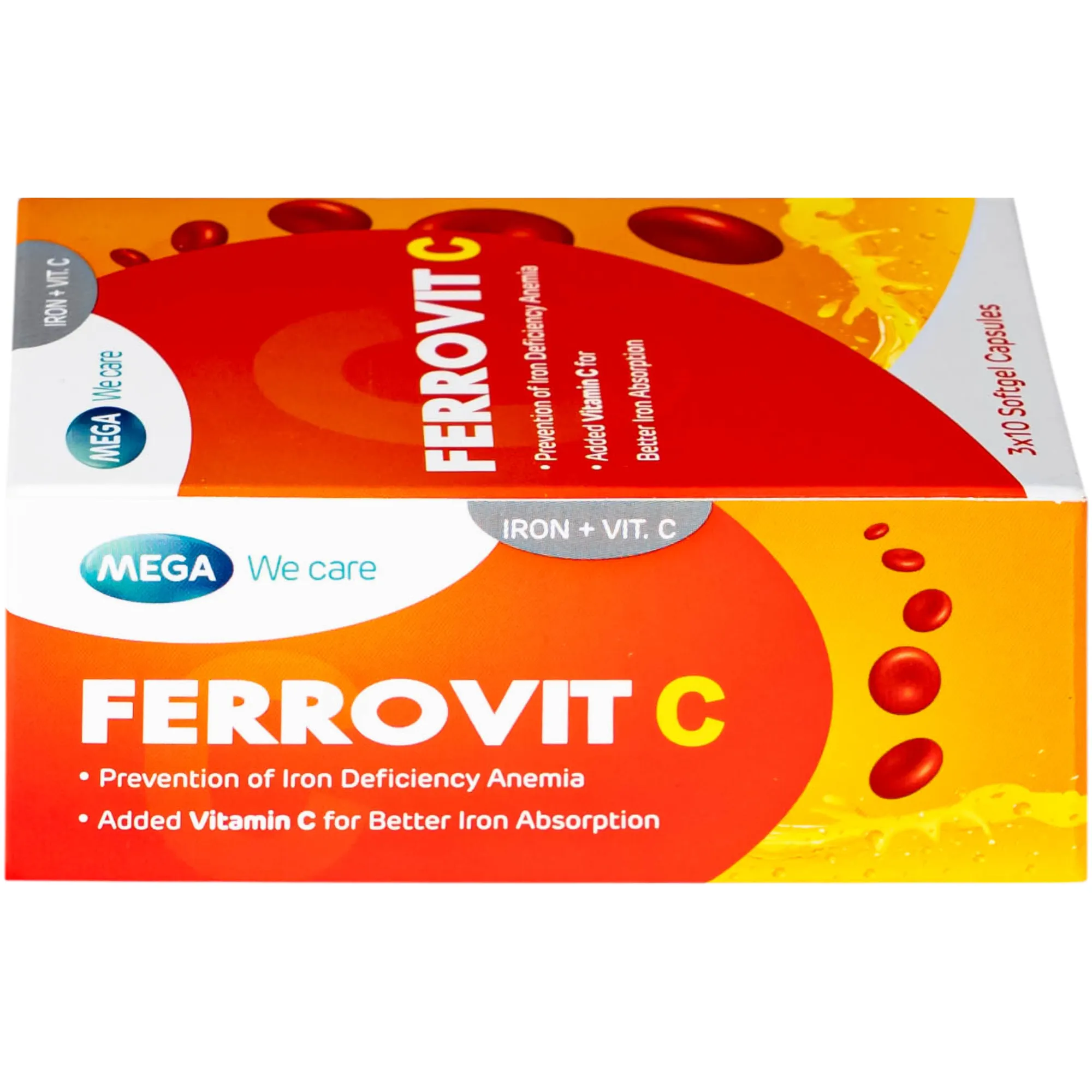 VIÊN UỐNG HỖ TRỢ GIẢM NGUY CƠ THIẾU MÁU DO THIẾU SẮT FERROVIT C MEGA 3X10 8