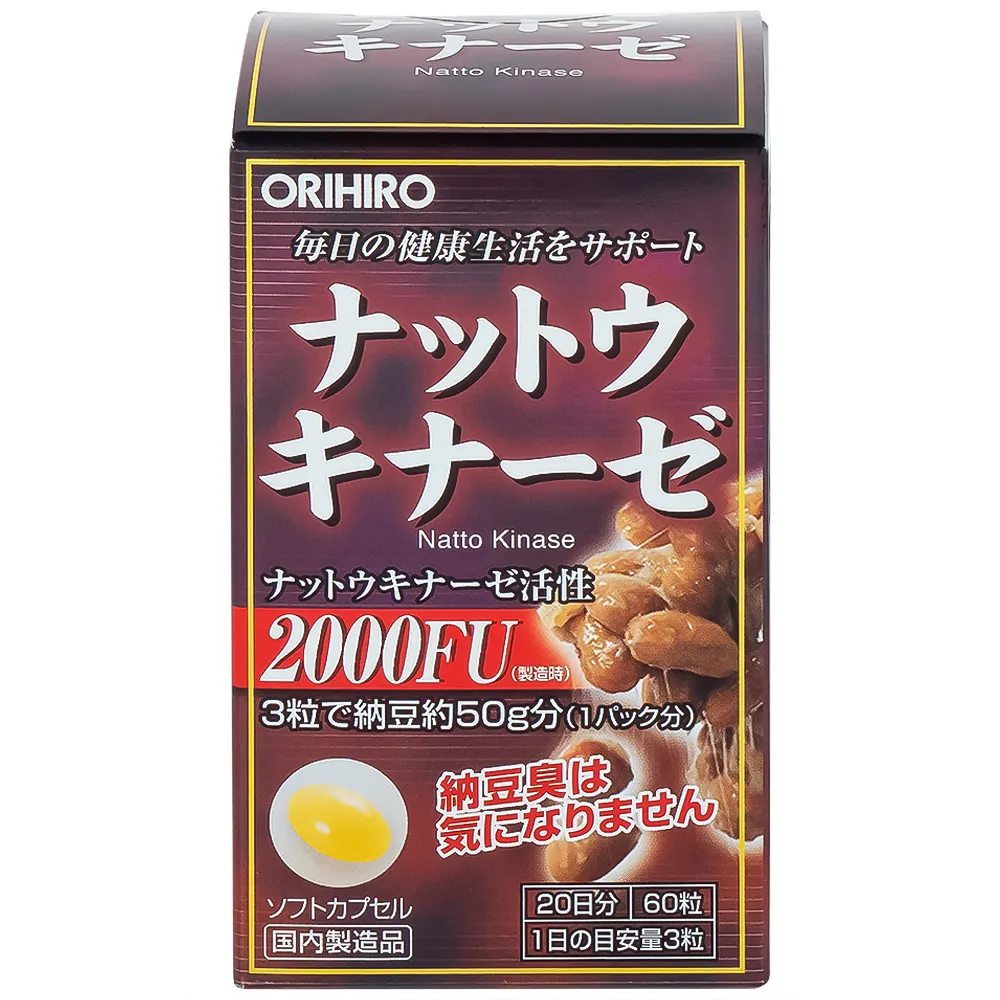 VIÊN UỐNG HỖ TRỢ GIẢM NGUY CƠ HUYẾT KHỐI ORIHIRO NATTOKINASE 60V 3