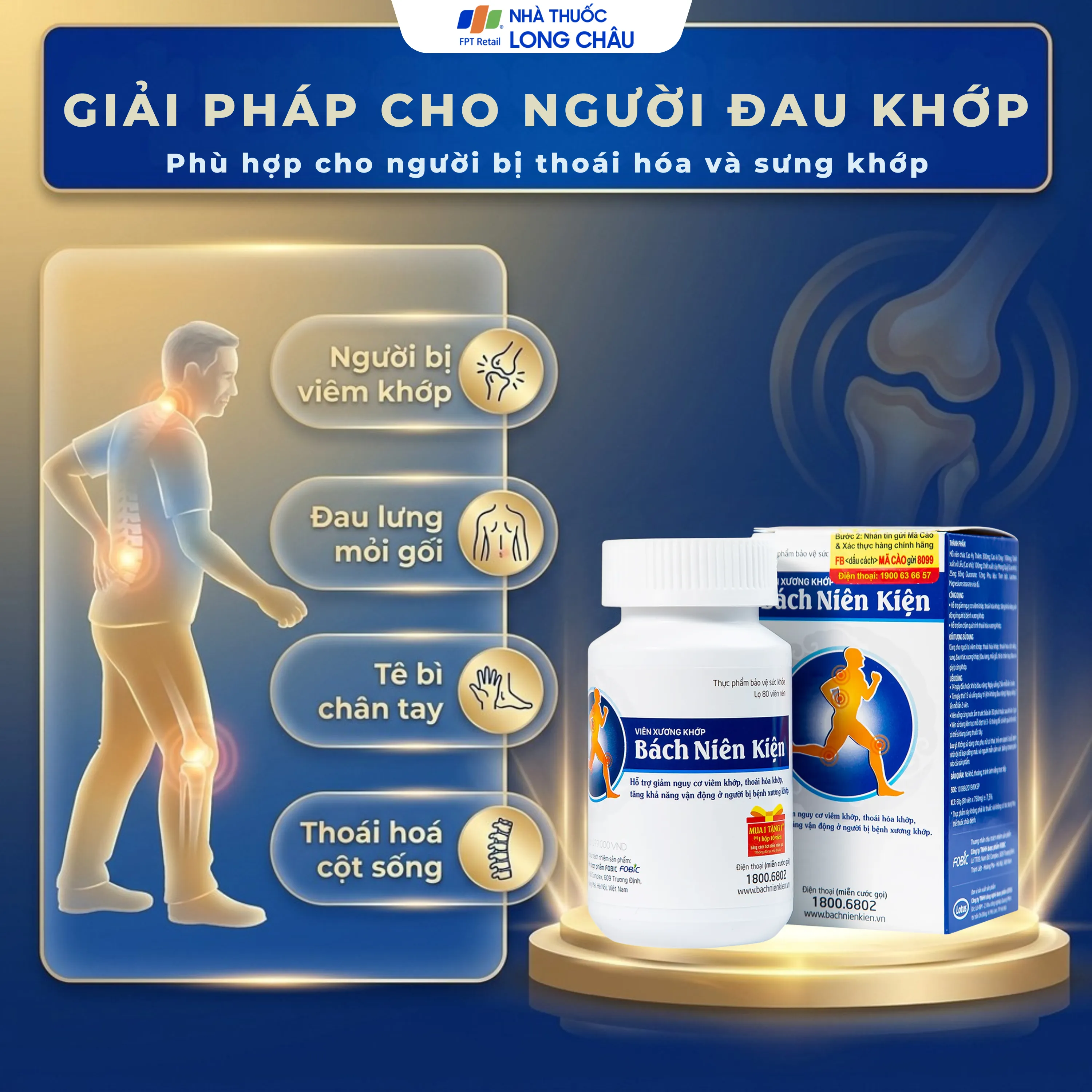 VIÊN UỐNG HỖ TRỢ GIẢM NGUY CƠ VIÊM KHỚP BÁCH NIÊN KIỆN FOBIC 80V 3
