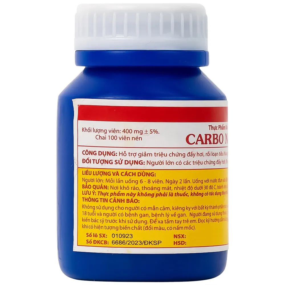 VIÊN UỐNG HỖ TRỢ GIẢM RỐI LOẠN TIÊU HOÁ CARBO NAM VIỆT 100V 2