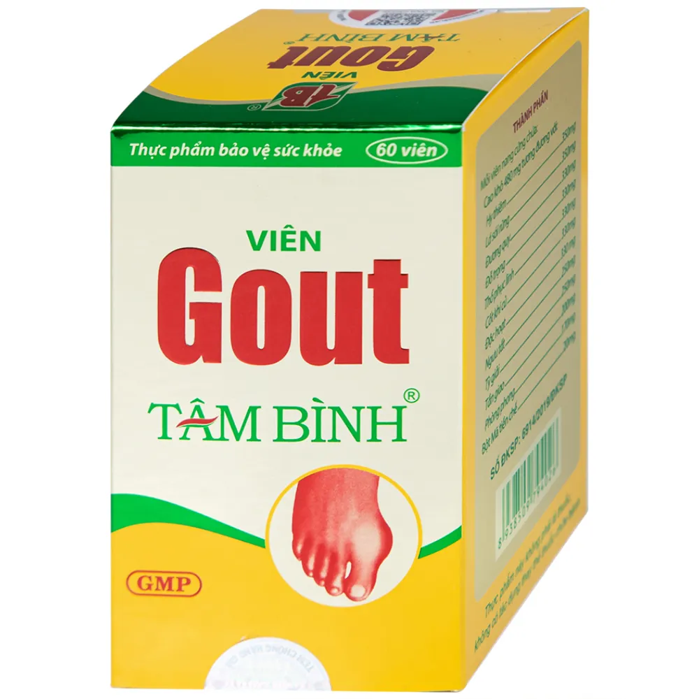 VIÊN UỐNG HỖ TRỢ GIẢM TRIỆU CHỨNG ĐAU DO GÚT GOUT TÂM BÌNH 60V 13