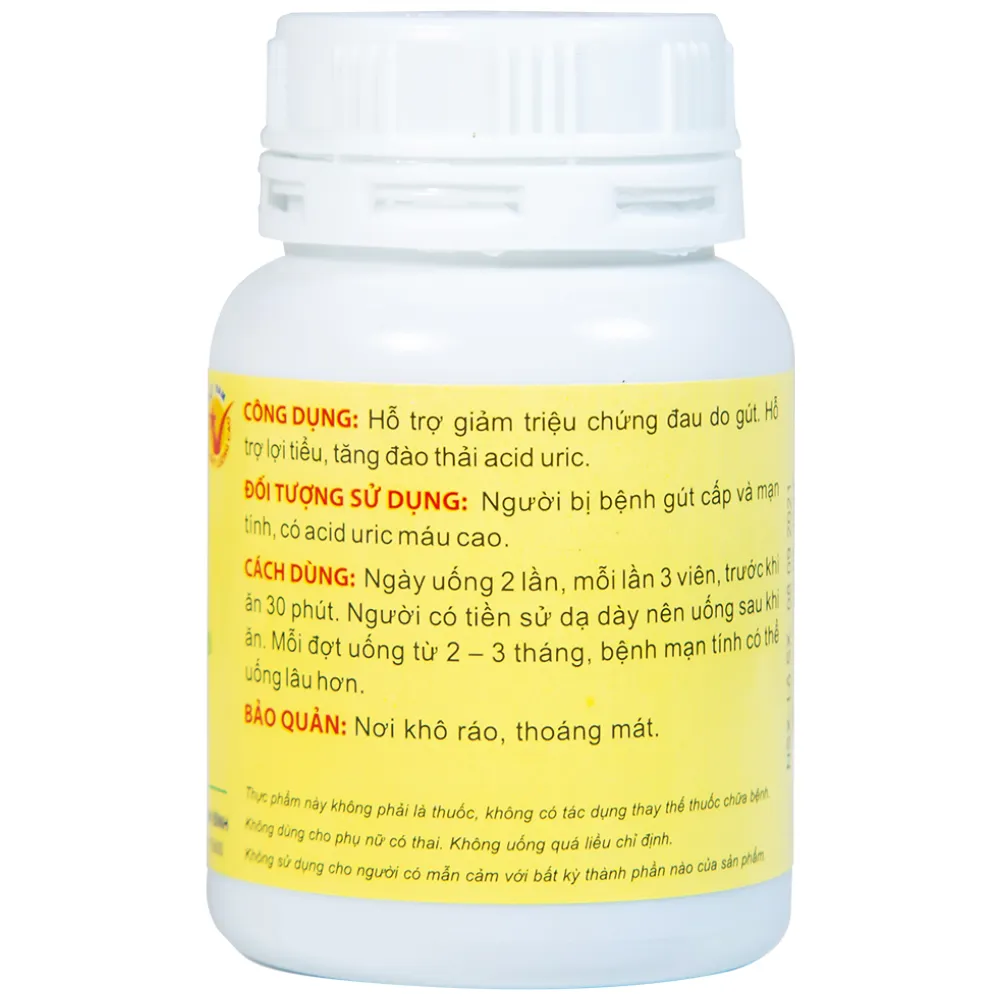 VIÊN UỐNG HỖ TRỢ GIẢM TRIỆU CHỨNG ĐAU DO GÚT GOUT TÂM BÌNH 60V 9