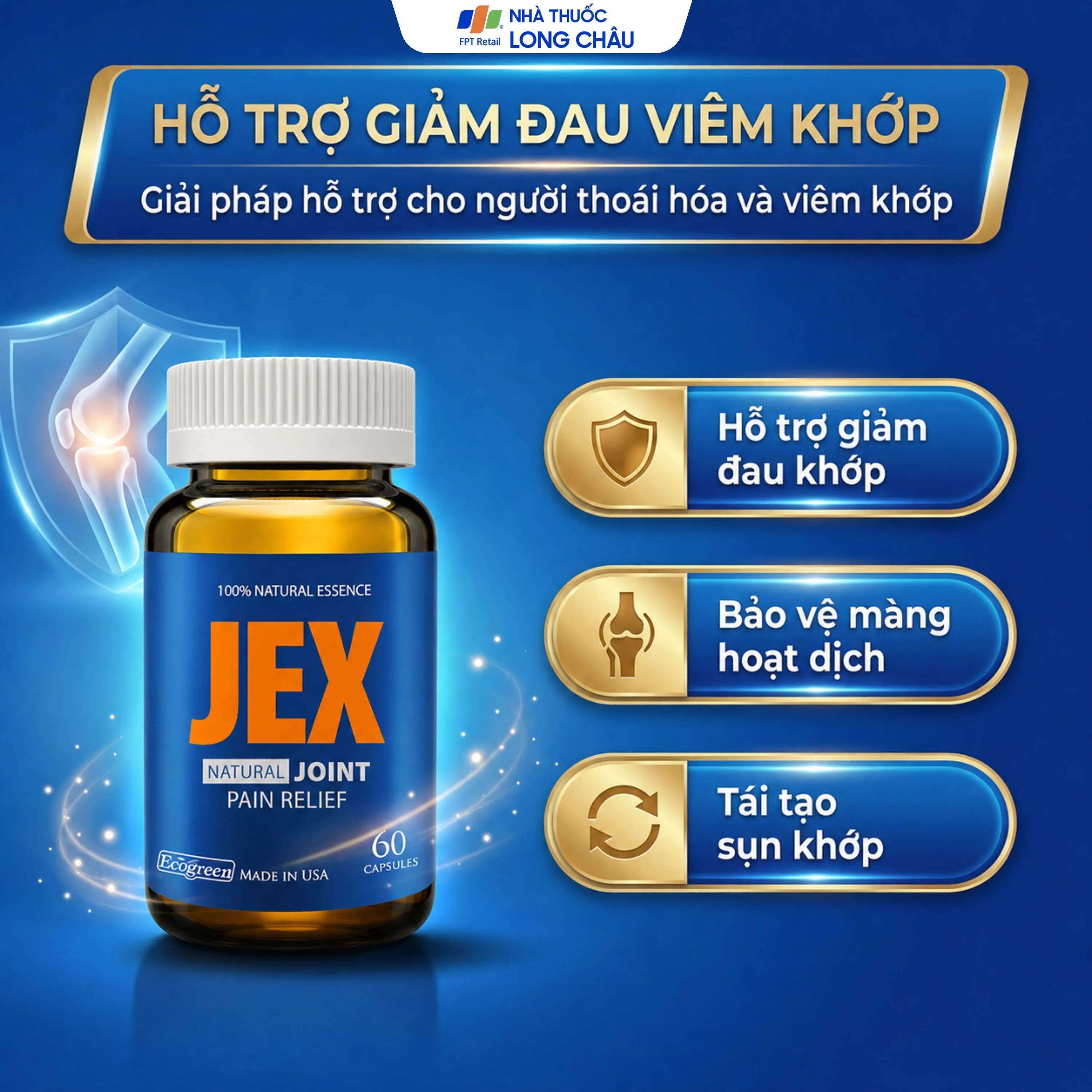 VIÊN UỐNG HỖ TRỢ GIẢM VIÊM KHỚP JEX ECOGREEN 60V 3
