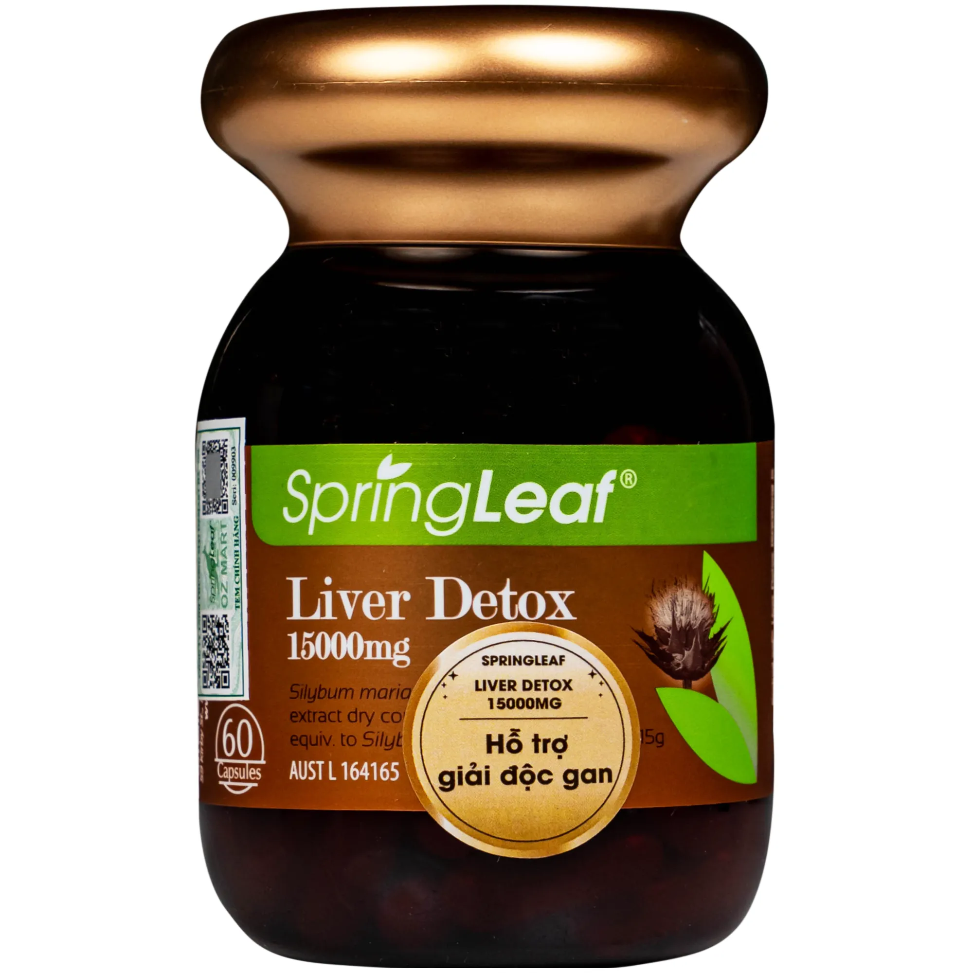 VIÊN UỐNG HỖ TRỢ GIÚP GIẢI ĐỘC GAN, BẢO VỆ GAN SPRING LEAF LIVER DETOX 15000MG 60V