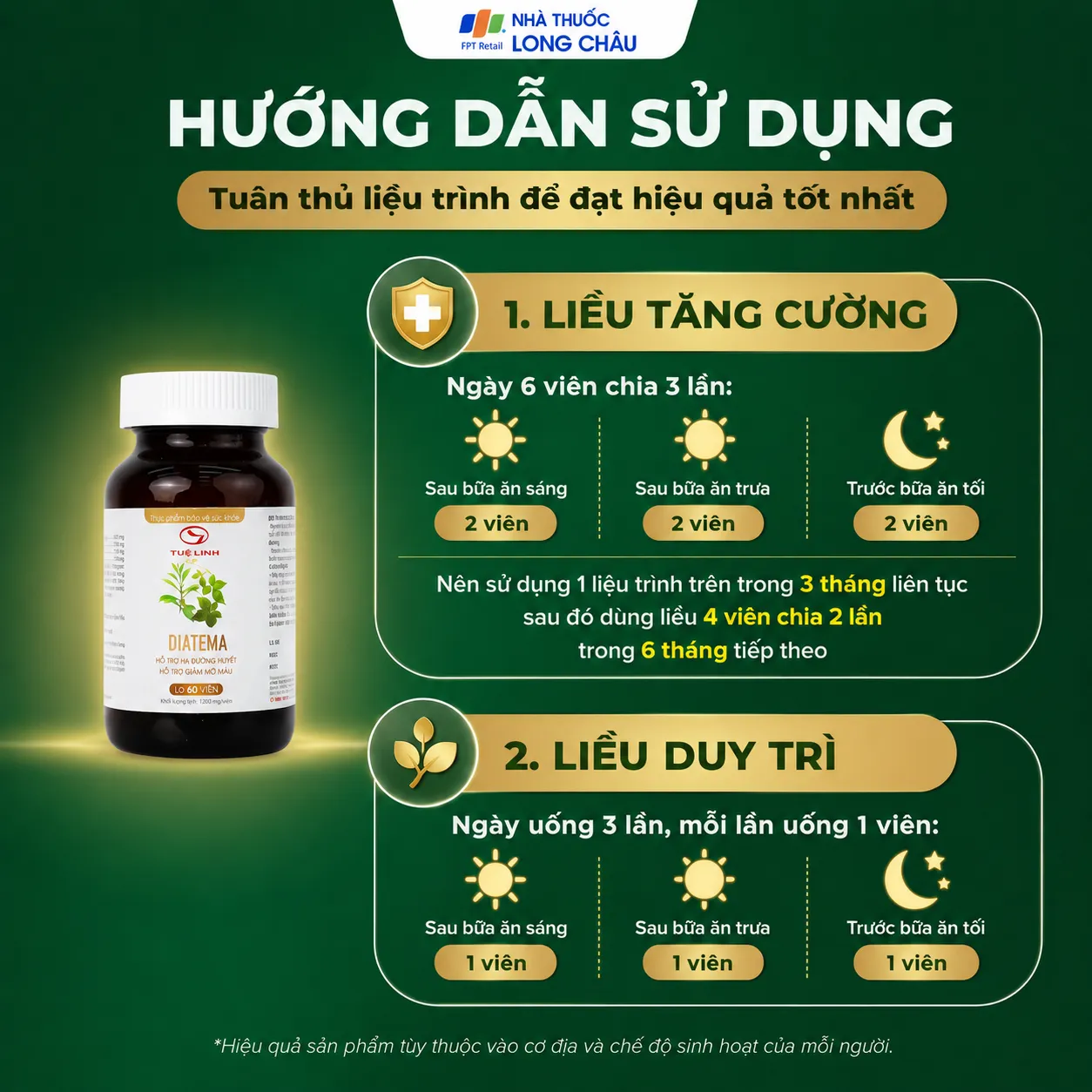 VIÊN UỐNG HỖ TRỢ HẠ ĐƯỜNG HUYẾT DIATEMA TUỆ LINH 60V 3