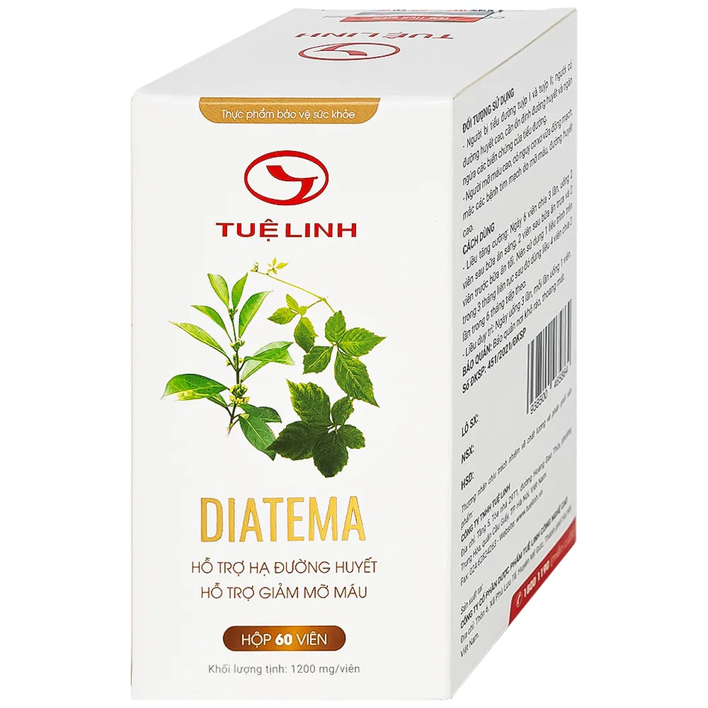 VIÊN UỐNG HỖ TRỢ HẠ ĐƯỜNG HUYẾT DIATEMA TUỆ LINH 60V 4