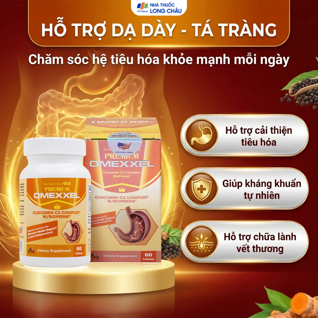 VIÊN UỐNG HỖ TRỢ HỆ TIÊU HÓA PREMIUM OMEXXEL CURCUMIN C3 COMPLEX W/BIOPERINE 60V 4