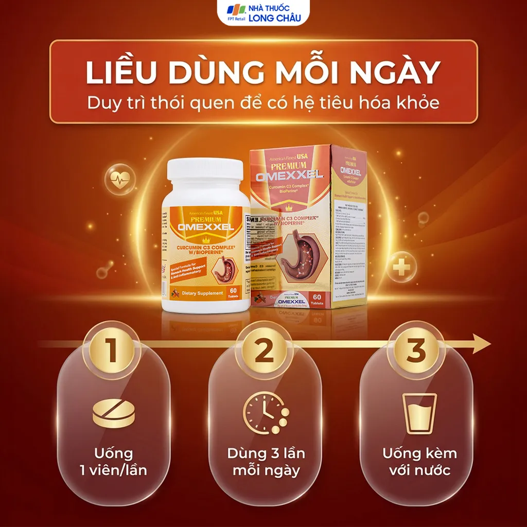 VIÊN UỐNG HỖ TRỢ HỆ TIÊU HÓA PREMIUM OMEXXEL CURCUMIN C3 COMPLEX W/BIOPERINE 60V 5