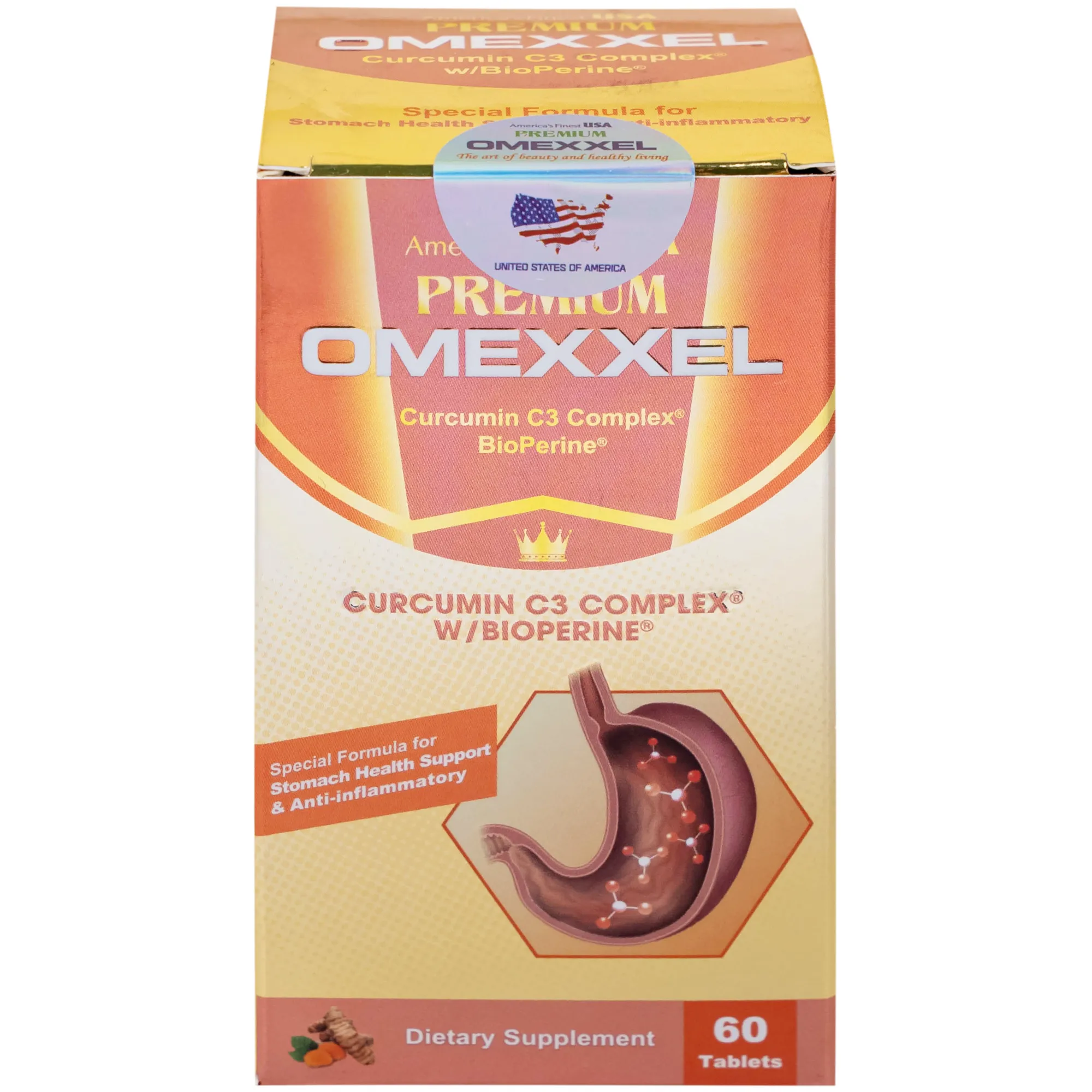 VIÊN UỐNG HỖ TRỢ HỆ TIÊU HÓA PREMIUM OMEXXEL CURCUMIN C3 COMPLEX W/BIOPERINE 60V 9
