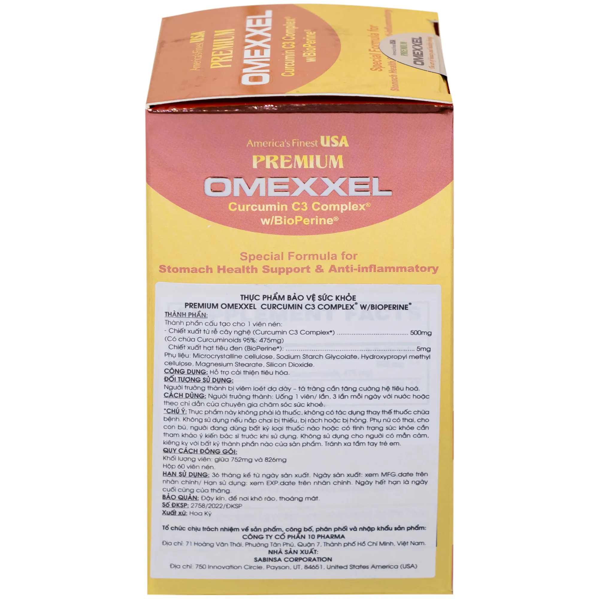 VIÊN UỐNG HỖ TRỢ HỆ TIÊU HÓA PREMIUM OMEXXEL CURCUMIN C3 COMPLEX W/BIOPERINE 60V 11