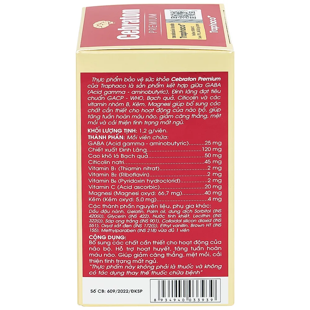 VIÊN UỐNG HỖ TRỢ HOẠT HUYẾT CEBRATON PREMIUM TRAPHACO 30V 10