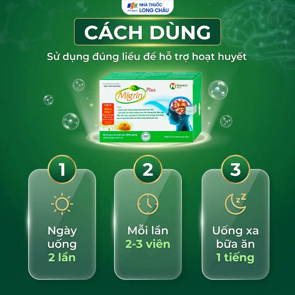VIÊN UỐNG HỖ TRỢ HOẠT HUYẾT MIGRIN PLUS CVI 2X10 5