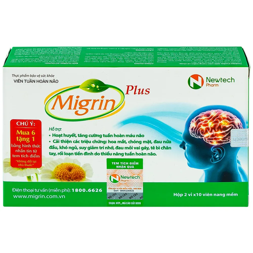 VIÊN UỐNG HỖ TRỢ HOẠT HUYẾT MIGRIN PLUS CVI 2X10 10