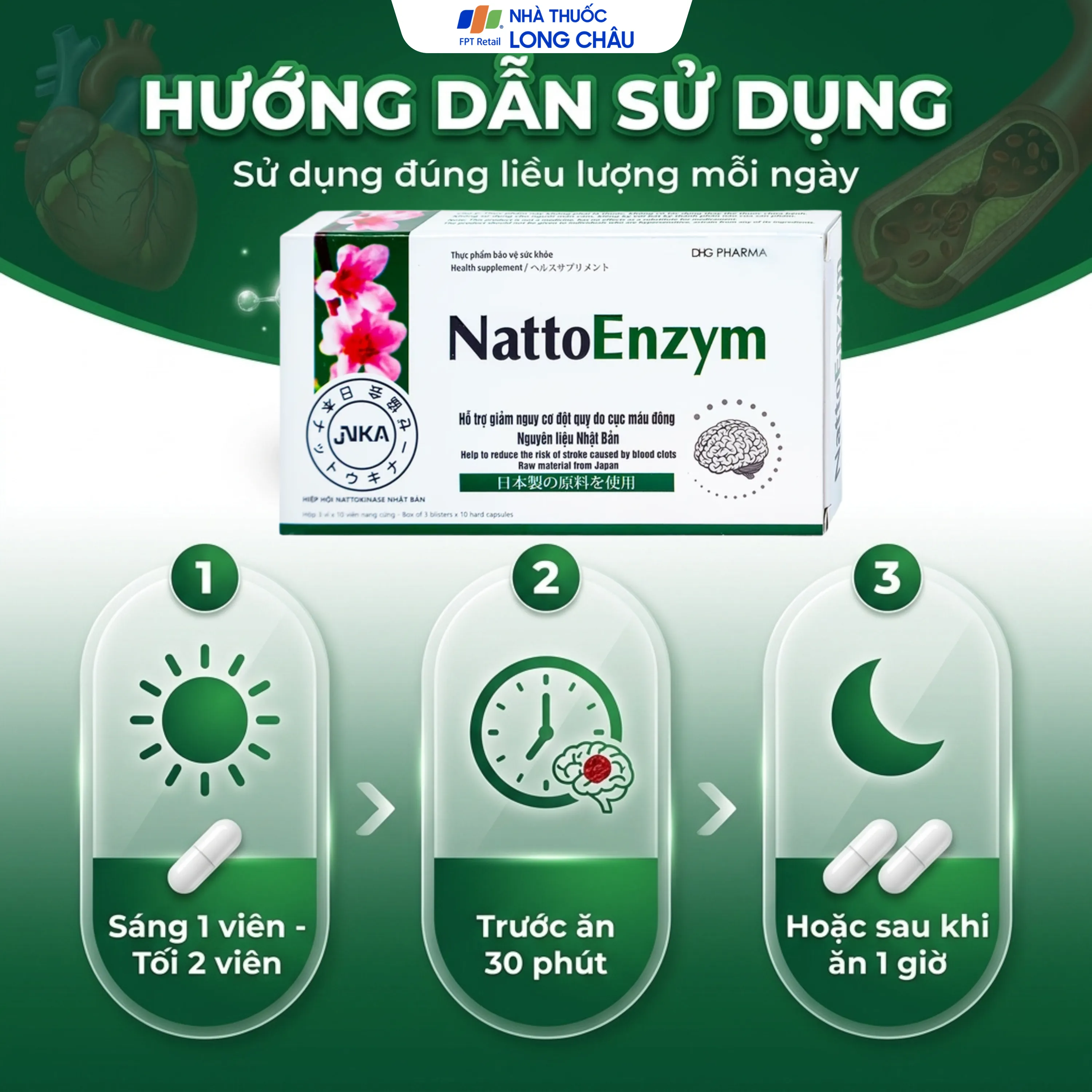 VIÊN UỐNG HỖ TRỢ HOẠT HUYẾT NATTOENZYM DHG 3X10 5