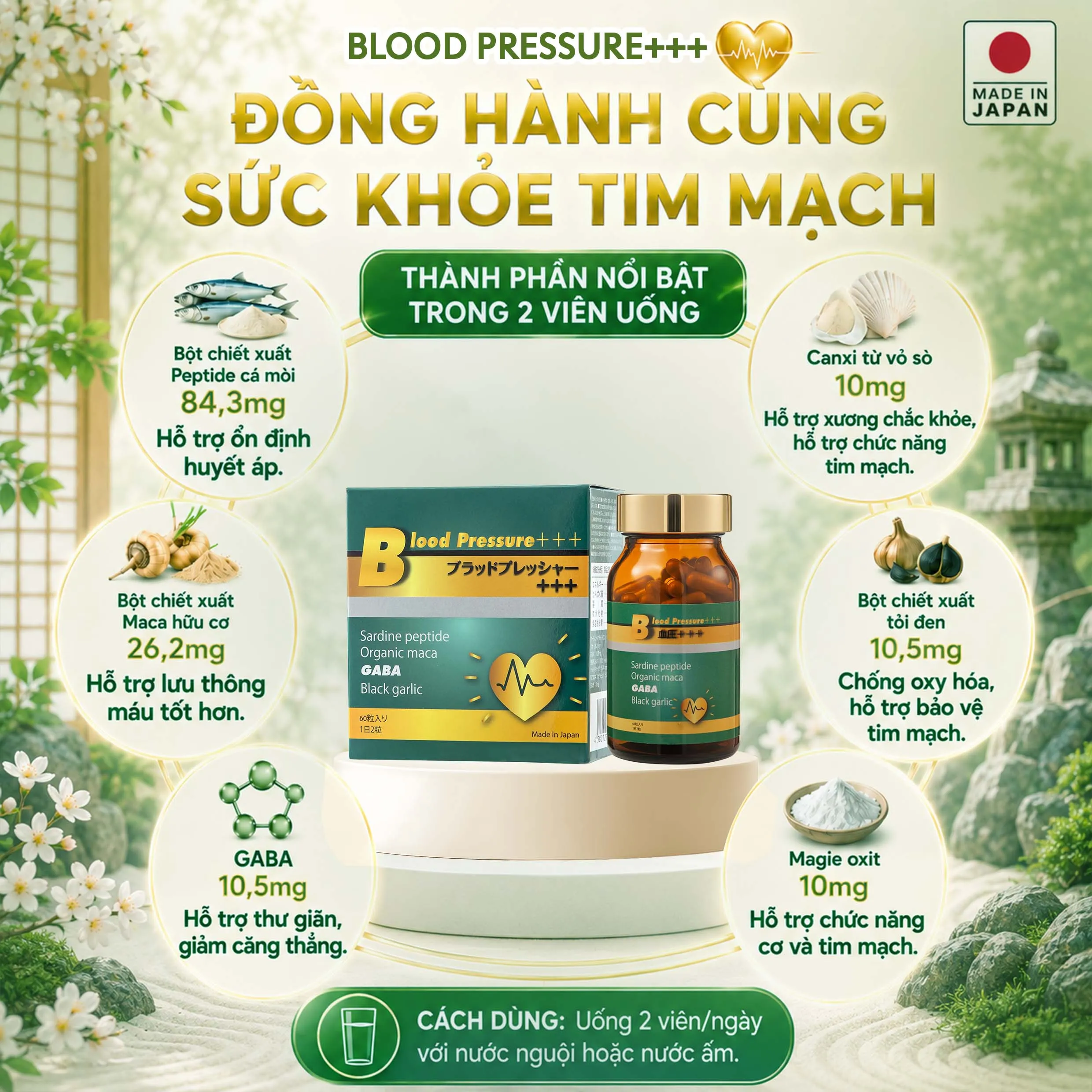 VIÊN UỐNG HỖ TRỢ HUYẾT ÁP BLOOD PRESSURE+++ JPANWELL 60V 4