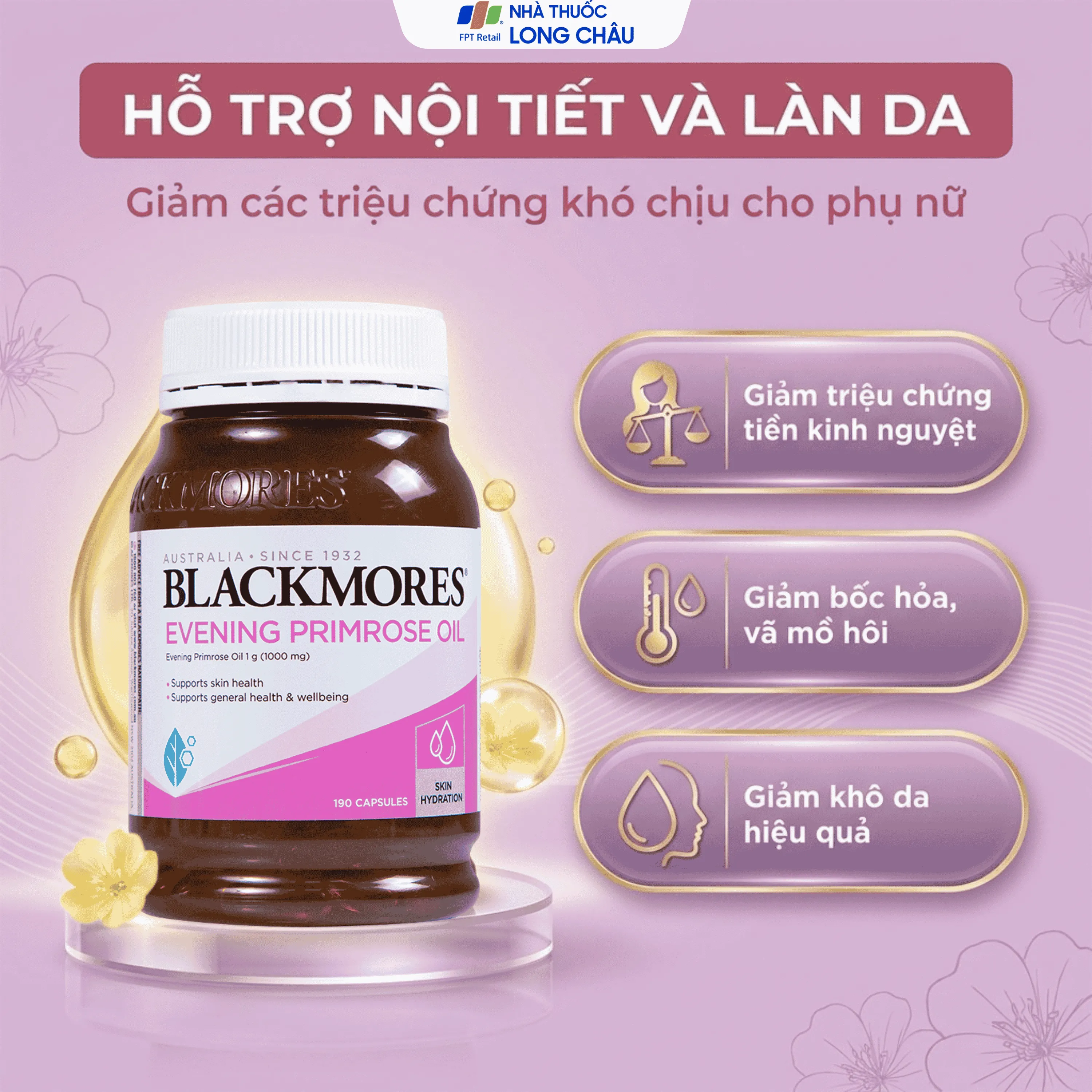 VIÊN UỐNG HỖ TRỢ LÀN DA KHỎE MẠNH BLACKMORES EVENING PRIMROSE OIL 190V 2