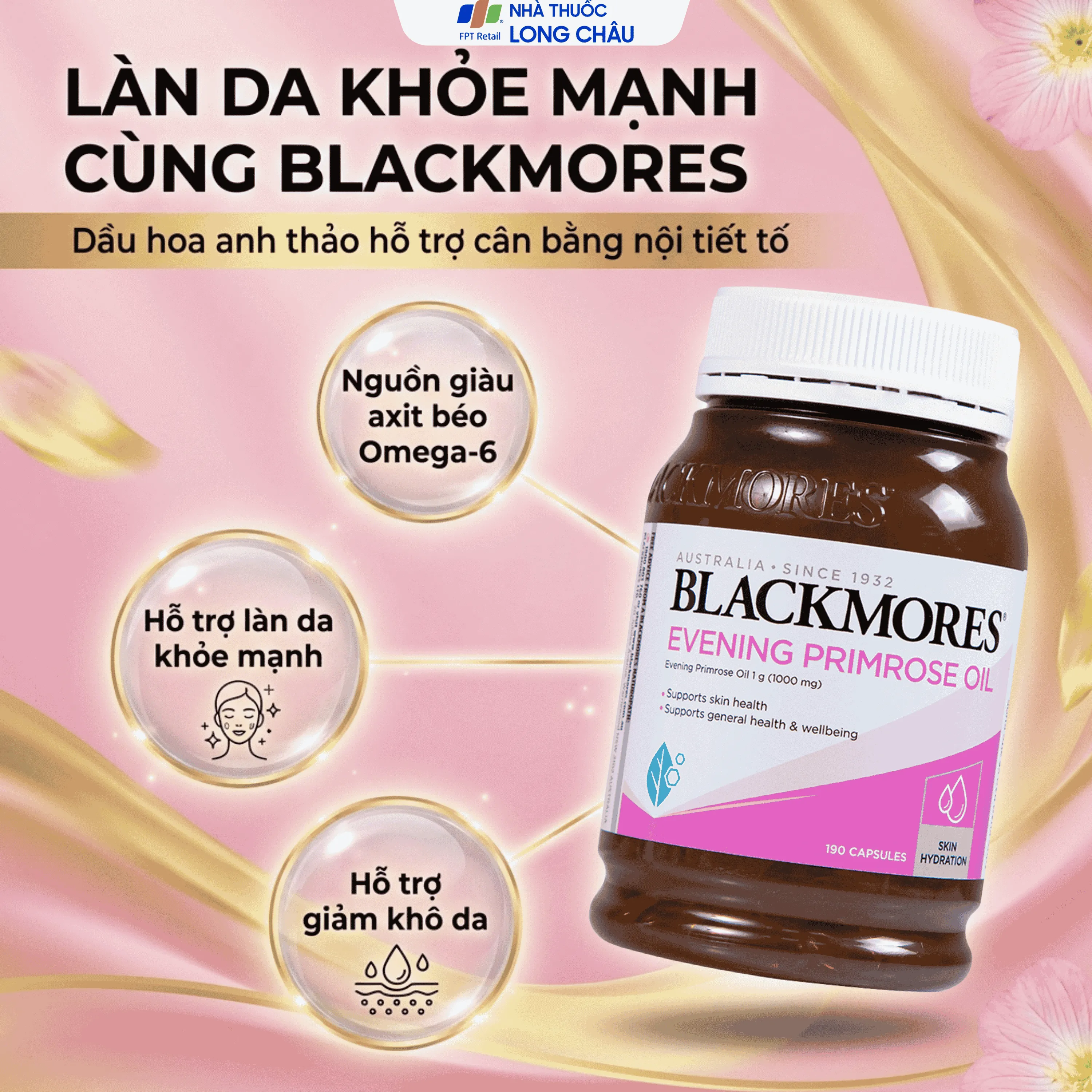 VIÊN UỐNG HỖ TRỢ LÀN DA KHỎE MẠNH BLACKMORES EVENING PRIMROSE OIL 190V 3