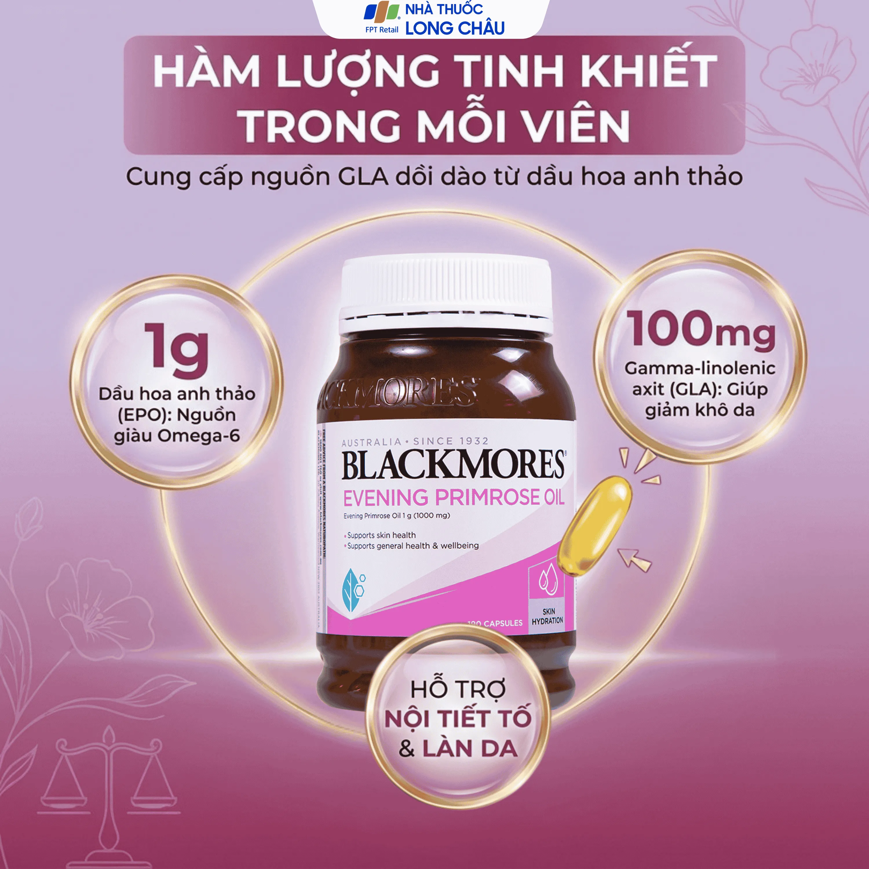 VIÊN UỐNG HỖ TRỢ LÀN DA KHỎE MẠNH BLACKMORES EVENING PRIMROSE OIL 190V 4