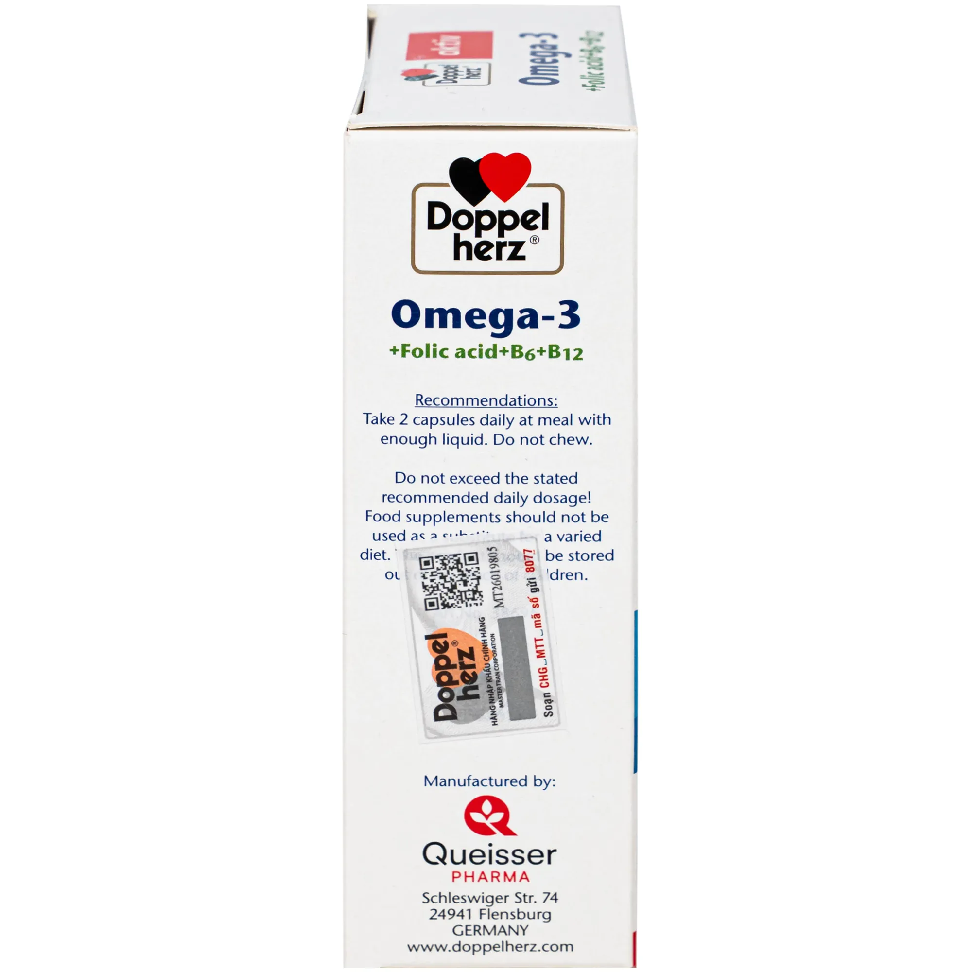 VIÊN UỐNG HỖ TRỢ MẠCH MÁU OMEGA-3 + FOLIC ACID + B6 + B12 DOPPELHERZ 3X10 9