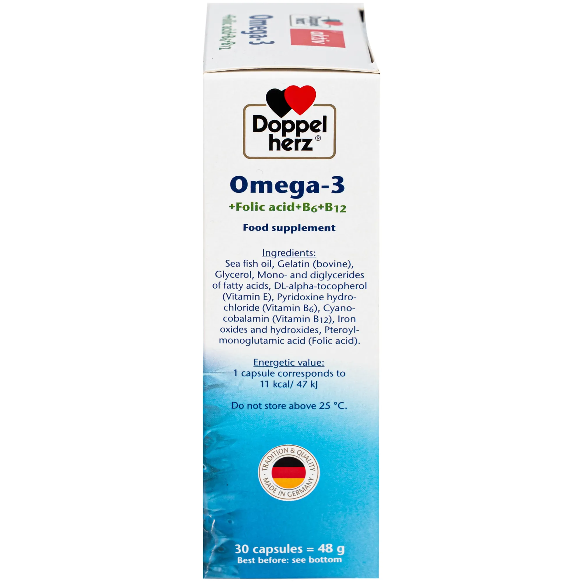 VIÊN UỐNG HỖ TRỢ MẠCH MÁU OMEGA-3 + FOLIC ACID + B6 + B12 DOPPELHERZ 3X10 10