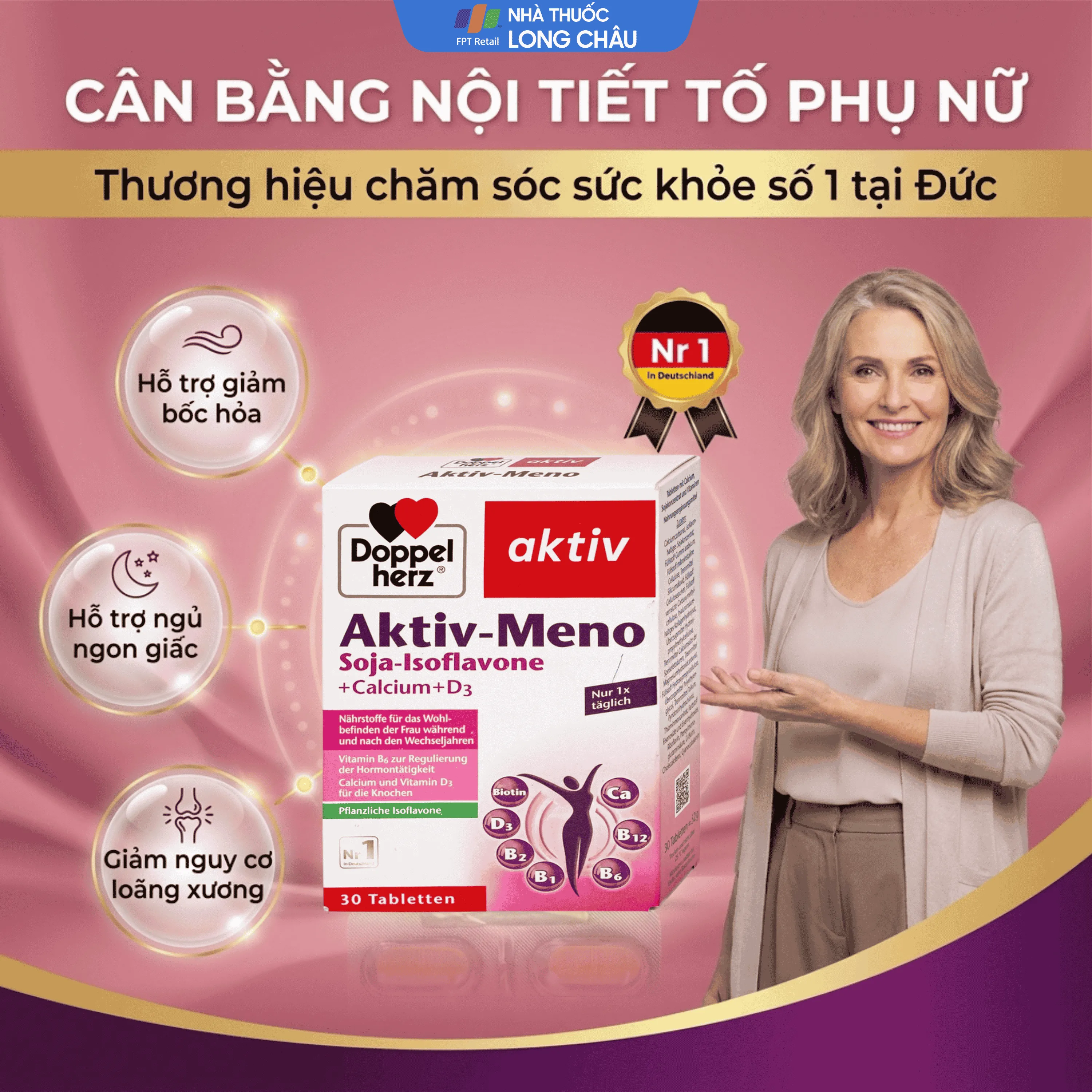 VIÊN UỐNG HỖ TRỢ NỘI TIẾT TỐ CHO PHỤ NỮ TIỀN MÃN KINH DOPPELHERZ AKTIV-MENO 30V 3