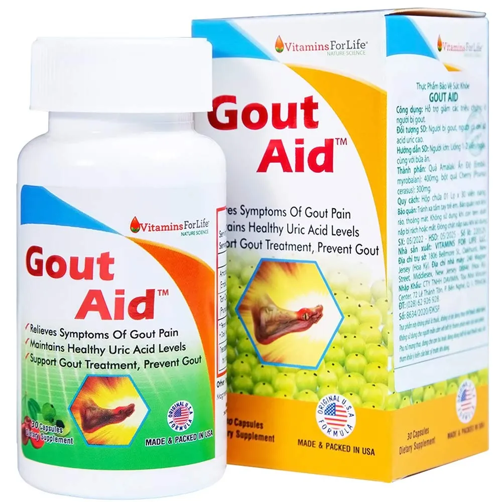 VIÊN UỐNG HỖ TRỢ NGƯỜI BỊ GOUT, CHỈ SỐ ACID URIC CAO-GOUT AID VITAMINS FOR LIFE 30V