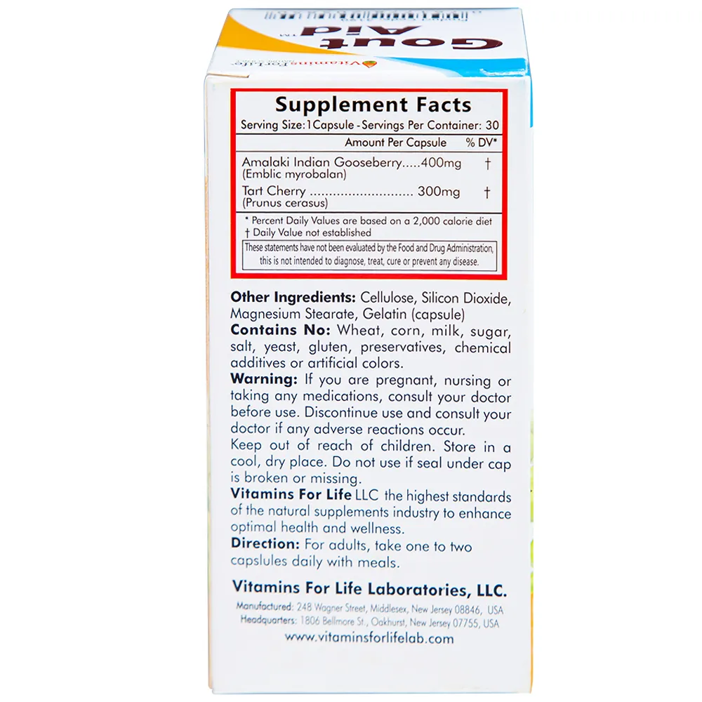 VIÊN UỐNG HỖ TRỢ NGƯỜI BỊ GOUT, CHỈ SỐ ACID URIC CAO-GOUT AID VITAMINS FOR LIFE 30V 12