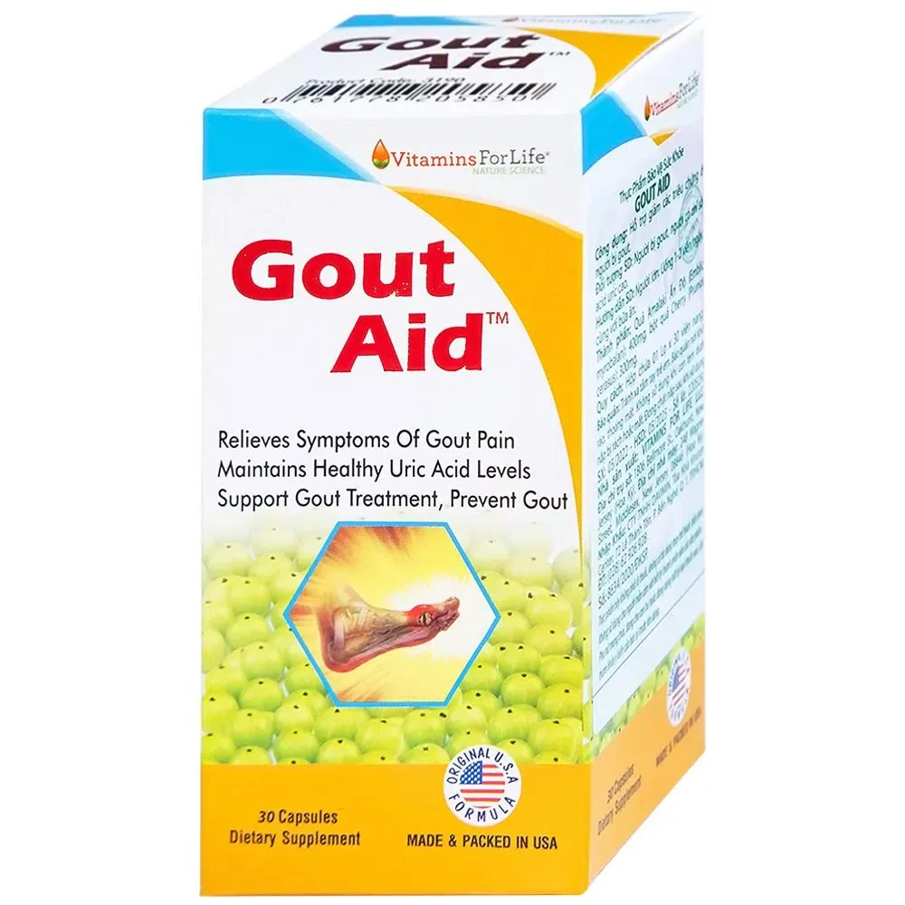 VIÊN UỐNG HỖ TRỢ NGƯỜI BỊ GOUT, CHỈ SỐ ACID URIC CAO-GOUT AID VITAMINS FOR LIFE 30V 15