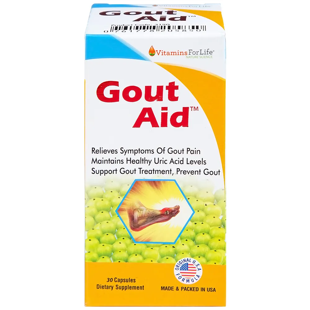VIÊN UỐNG HỖ TRỢ NGƯỜI BỊ GOUT, CHỈ SỐ ACID URIC CAO-GOUT AID VITAMINS FOR LIFE 30V 8