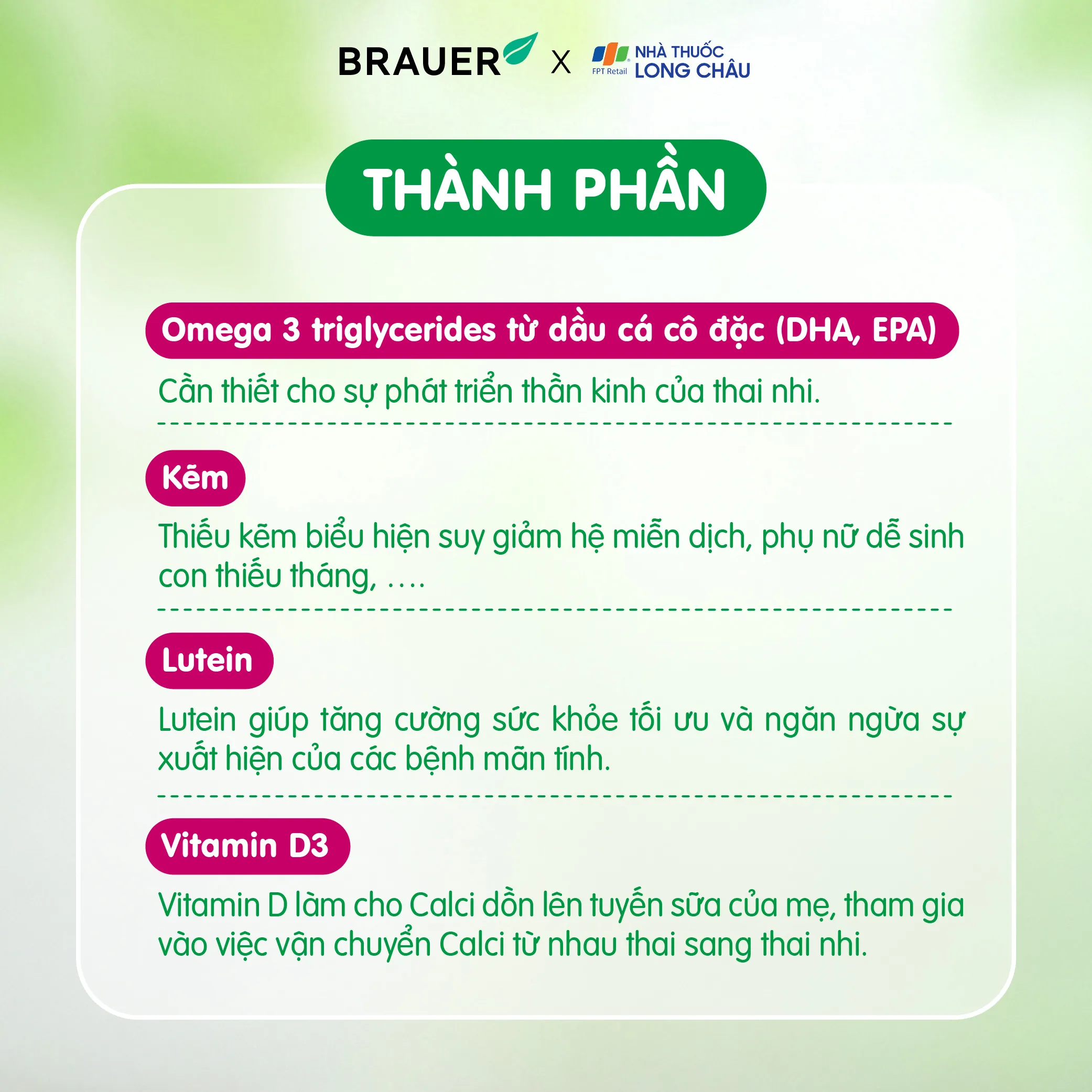 VIÊN UỐNG HÕ TRỢ PHỤ NỮ MANG THAI VÀ PHỤ NỮ CHO CON BÚ BRAUER ULTRA PURE DHA FOR PREGNANCY & BREASTFEEDING 60V 5