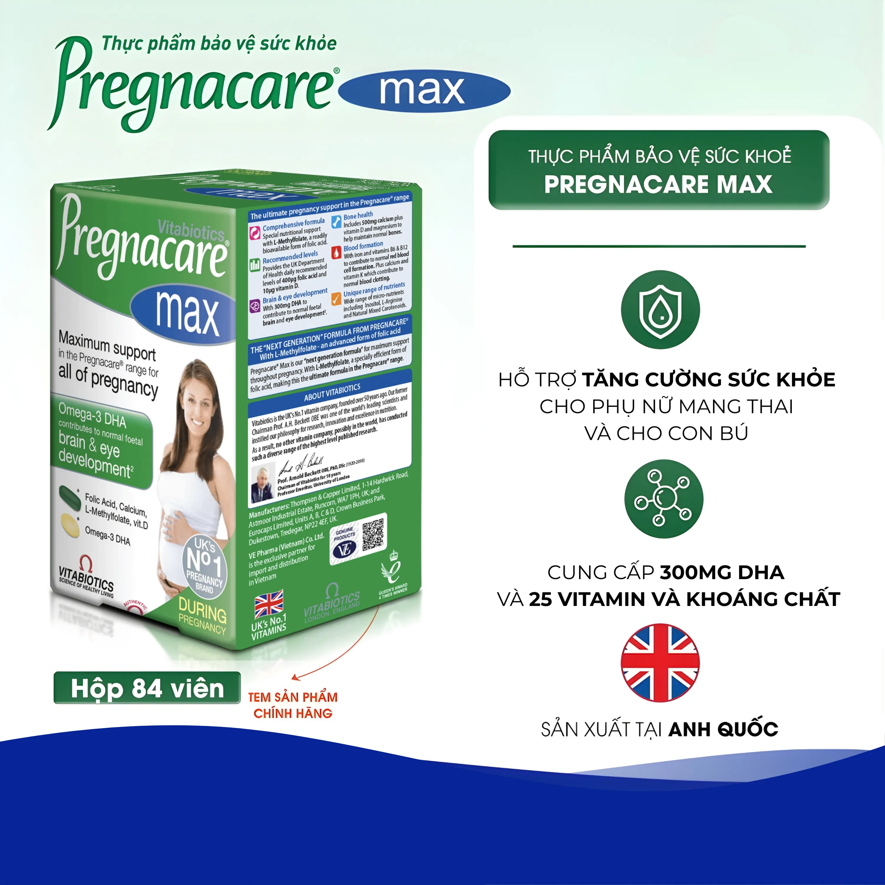 VIÊN UỐNG HỖ TRỢ PHỤ NỮ MANG THAI PREGNACARE MAX VITABIOTICS 84V 2