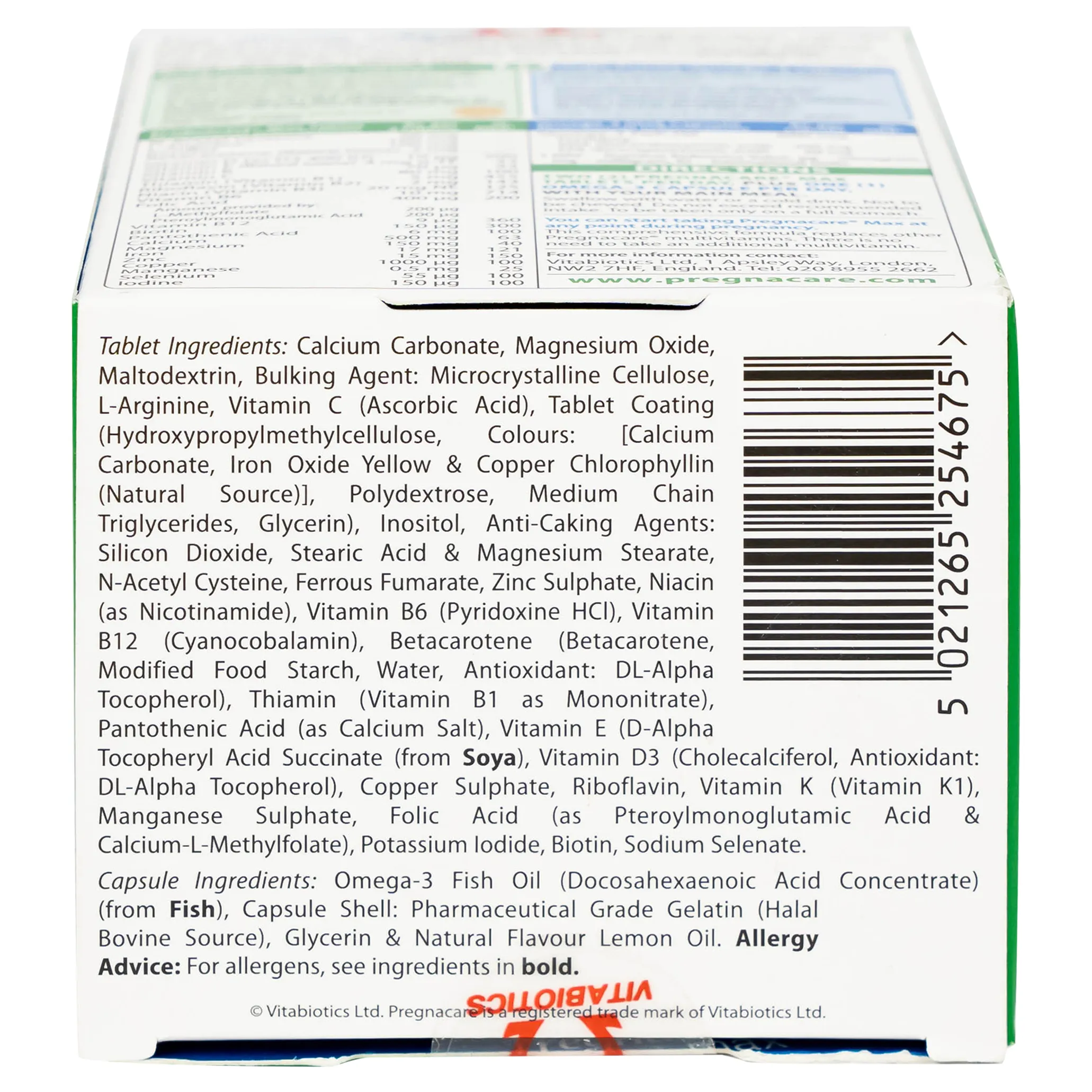 VIÊN UỐNG HỖ TRỢ PHỤ NỮ MANG THAI PREGNACARE MAX VITABIOTICS 84V 12