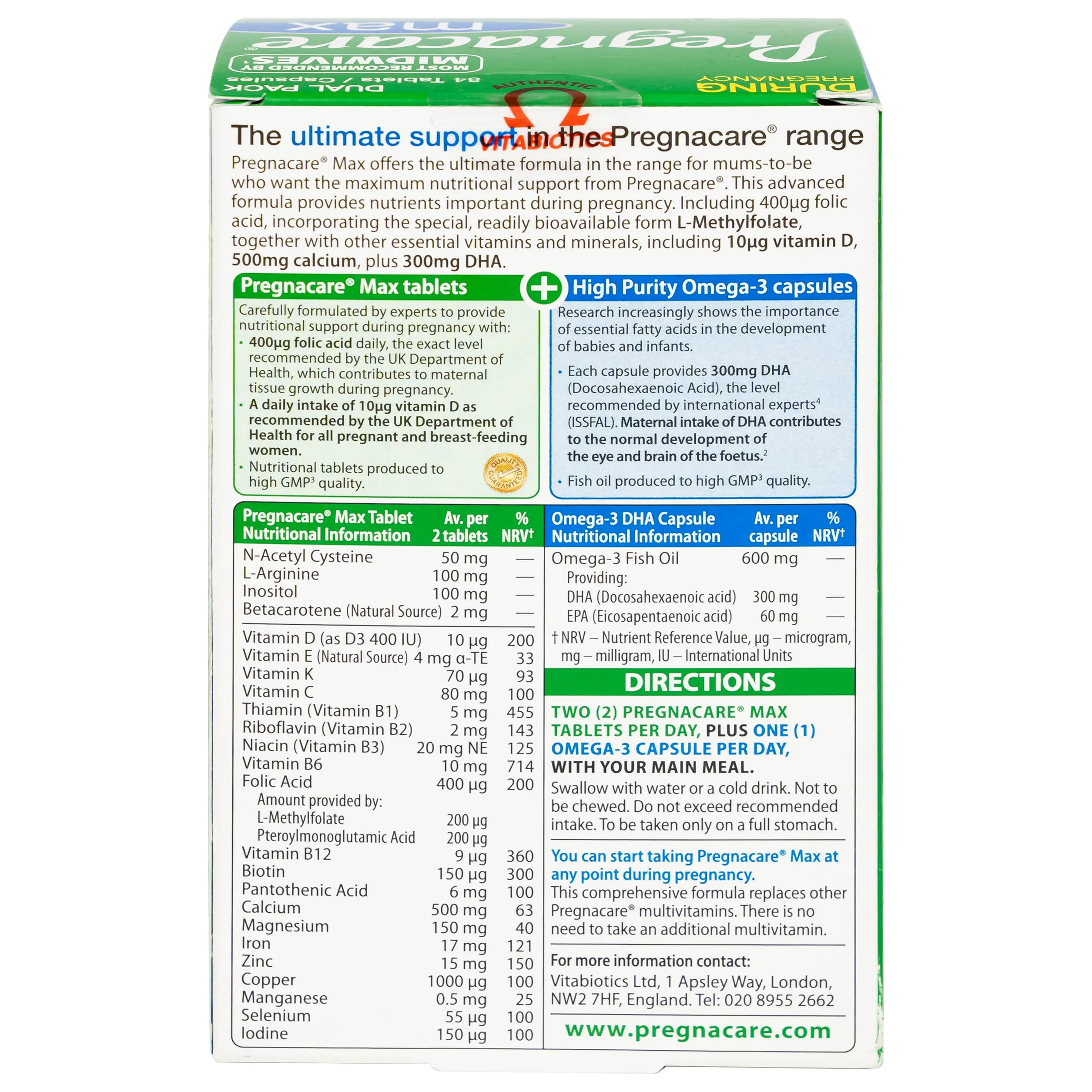 VIÊN UỐNG HỖ TRỢ PHỤ NỮ MANG THAI PREGNACARE MAX VITABIOTICS 84V 9