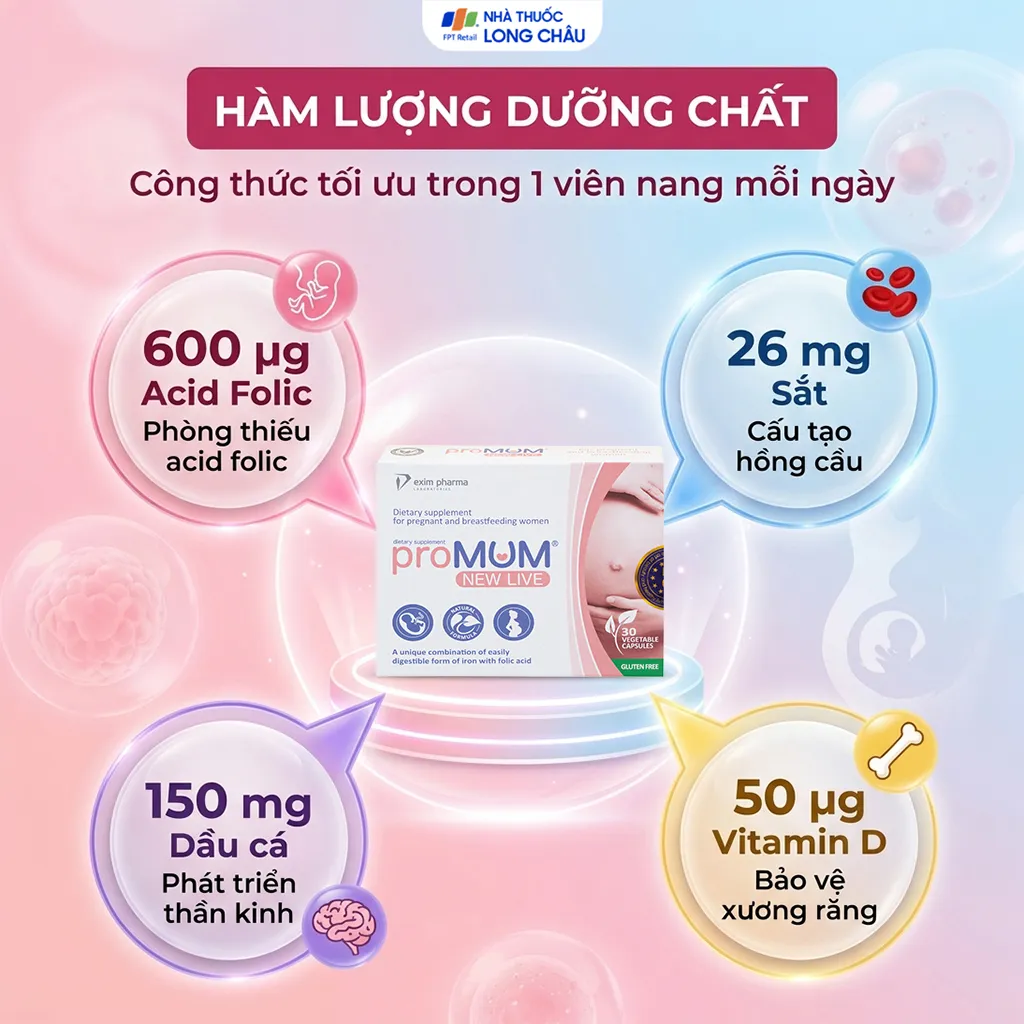 VIÊN UỐNG HỖ TRỢ PHỤ NỮ MANG THAI PROMUM NEW LIVE 2X15 3