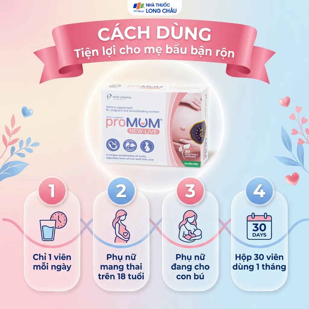 VIÊN UỐNG HỖ TRỢ PHỤ NỮ MANG THAI PROMUM NEW LIVE 2X15 5