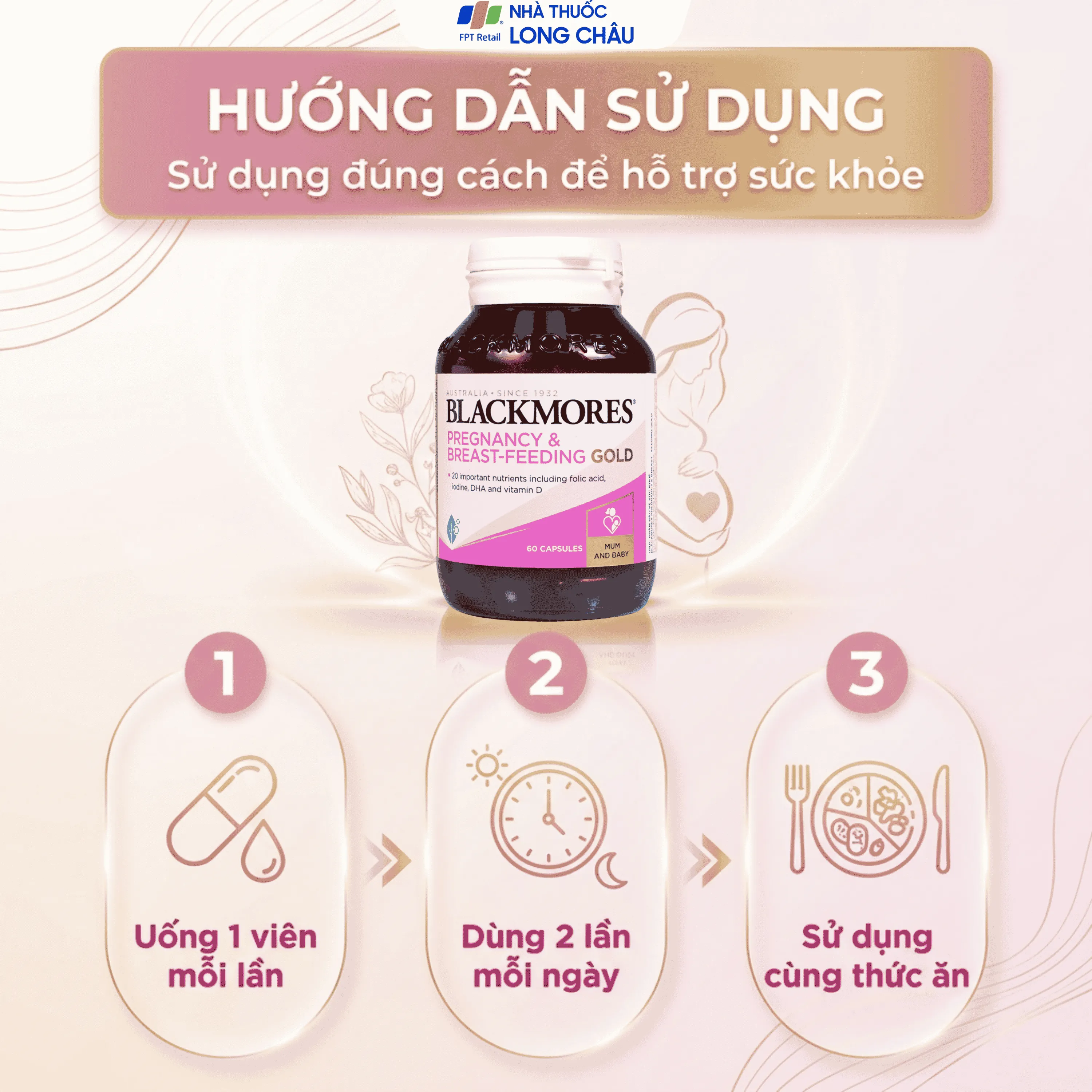 VIÊN UỐNG HỖ TRỢ PHỤ NỮ MANG THAI VÀ CHO CON BÚ BLACKMORES PREGNANCY & BREAST - FEEDING GOLD 60V 4