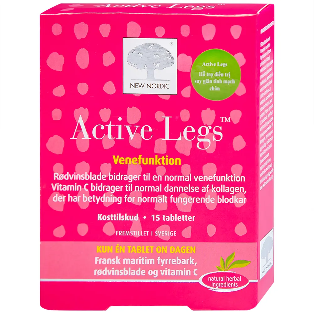 VIÊN UỐNG HỖ TRỢ PHÒNG NGỪA VÀ ĐIỀU TRỊ GIẢM ĐAU SUY TĨNH MẠCH CHÂN ACTIVE LEGS NEW NORDIC 15V