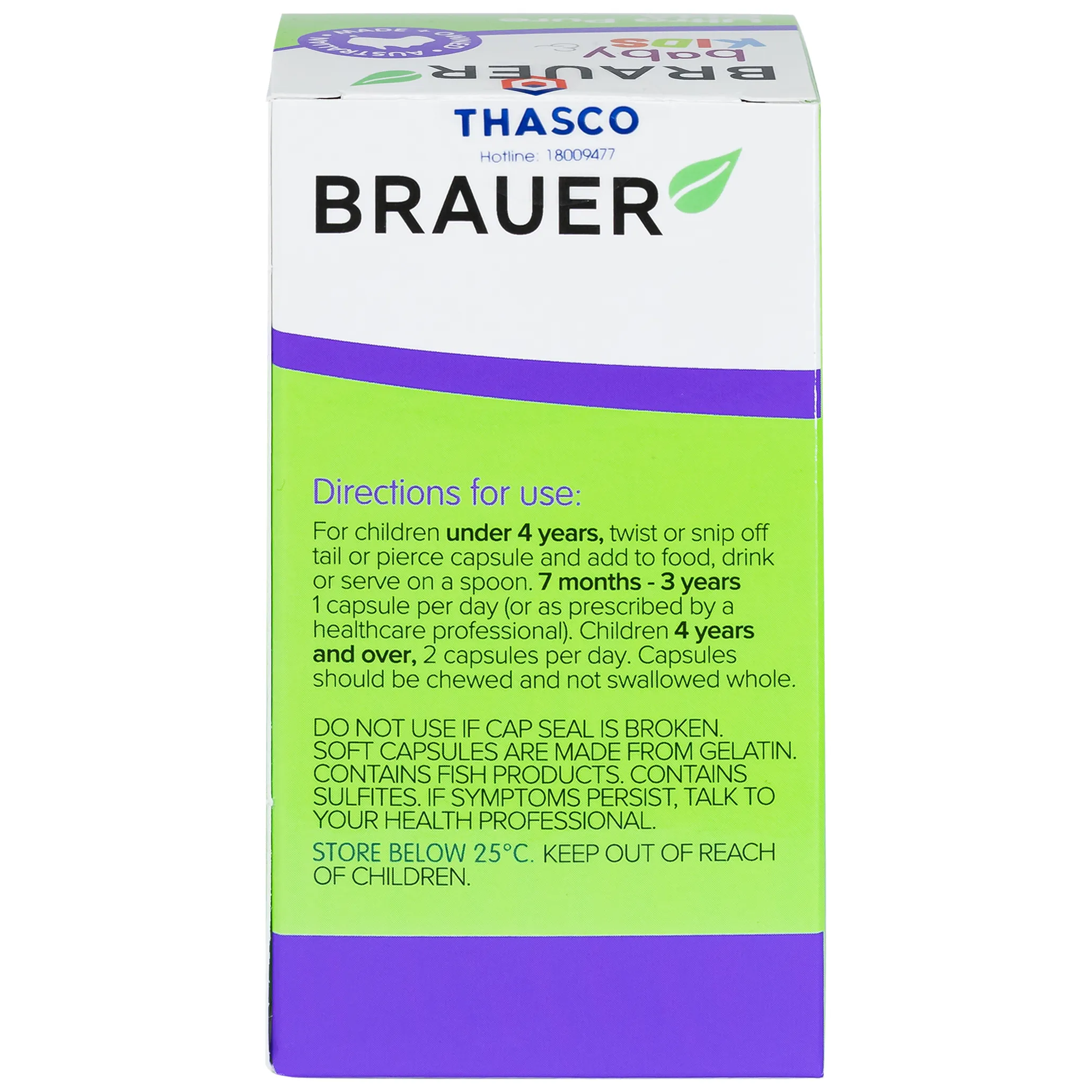VIÊN UỐNG HỖ TRỢ PHÁT TRIỂN NÃO BỘ BRAUER BABY & KIDS ULTRA PURE DHA 60V 15