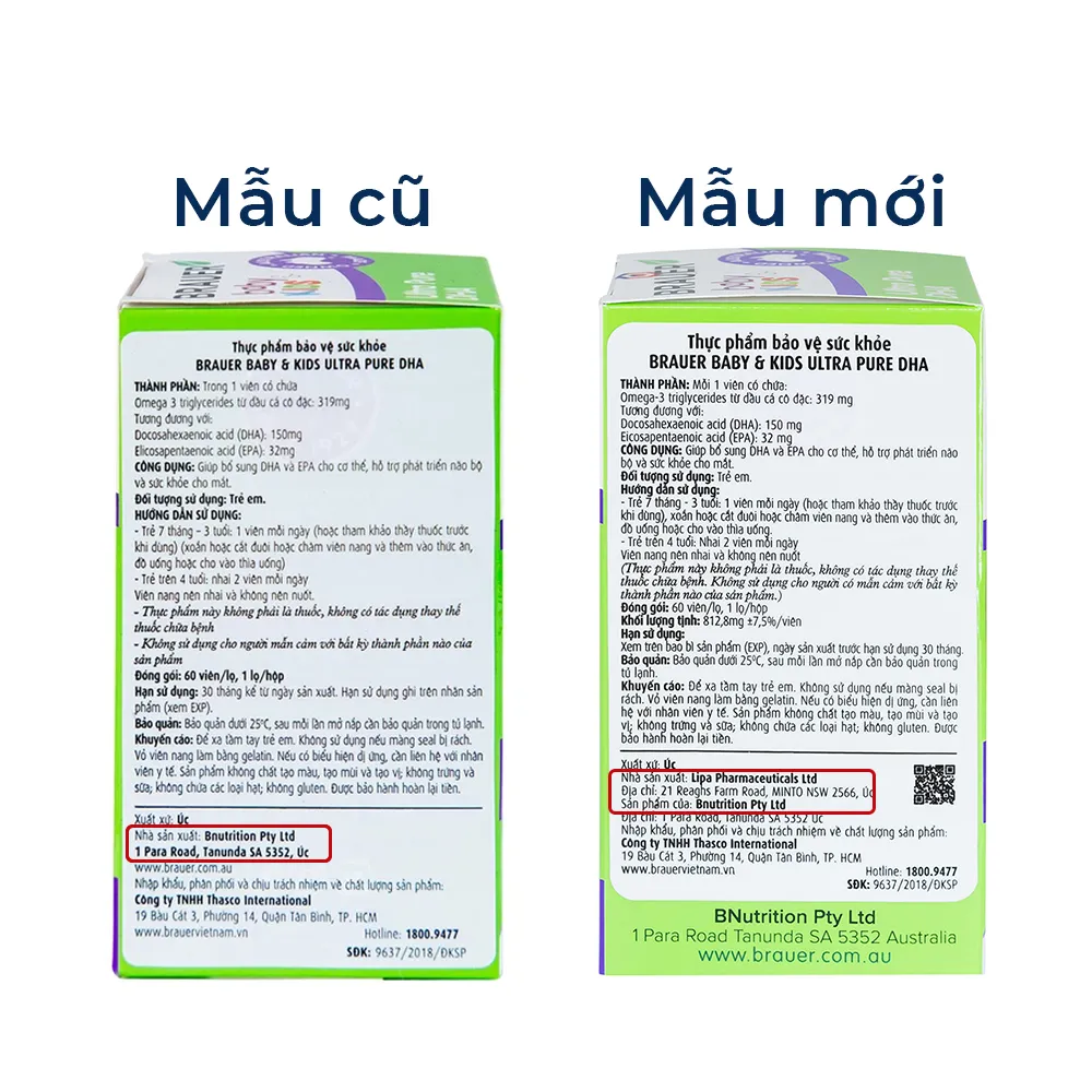 VIÊN UỐNG HỖ TRỢ PHÁT TRIỂN NÃO BỘ BRAUER BABY & KIDS ULTRA PURE DHA 60V 8
