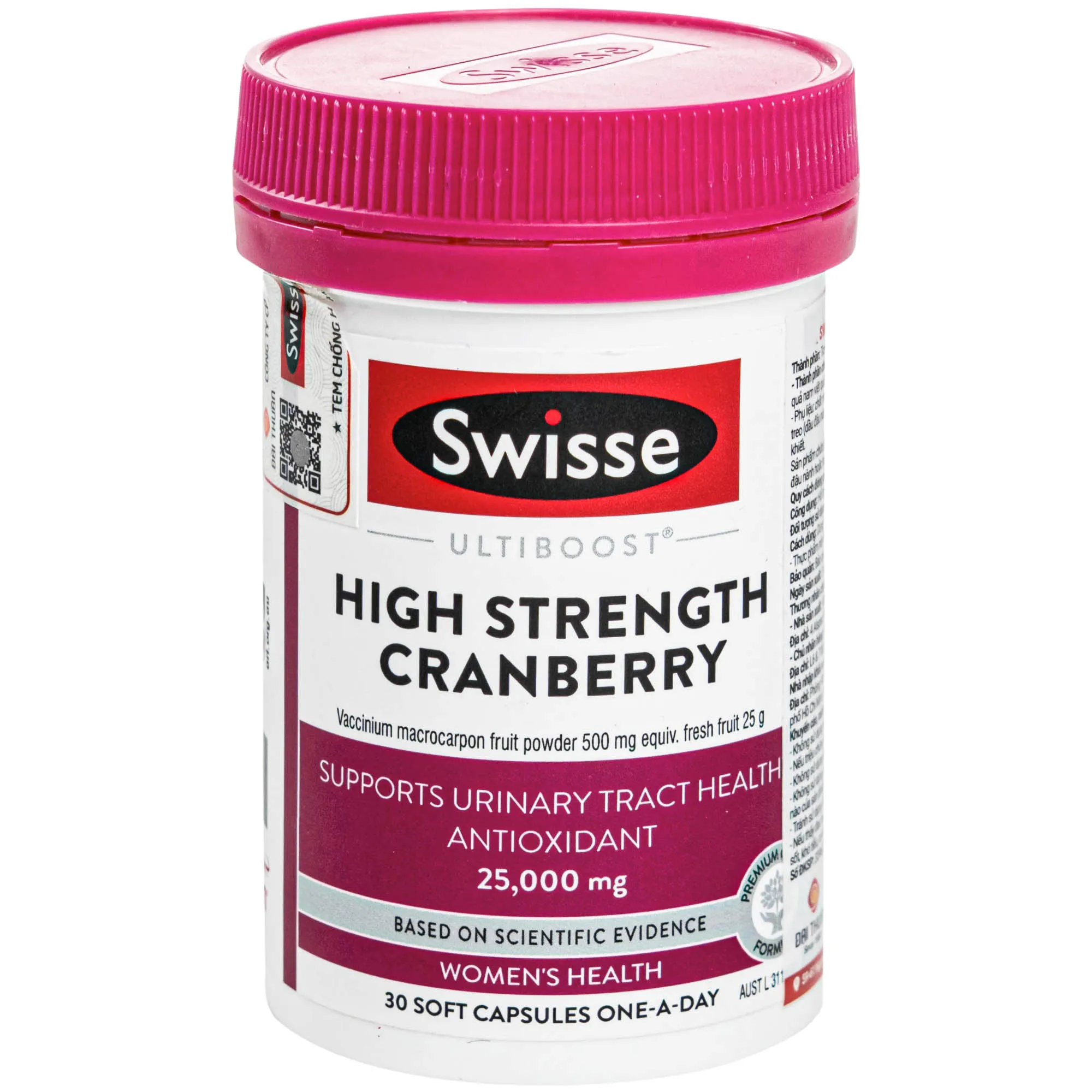 VIÊN UỐNG HỖ TRỢ SỨC KHỎE ĐƯỜNG TIẾT NIỆU SWISSE ULTIBOOST HIGH STRENGTH CRANBERRY 30V