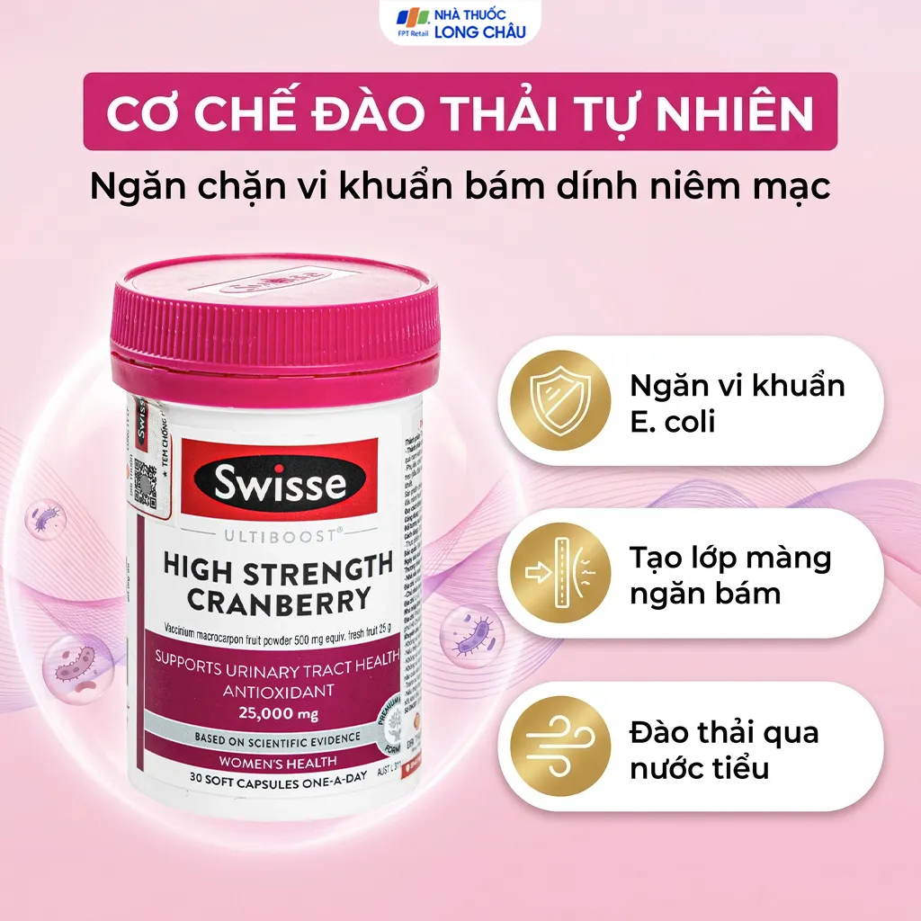 VIÊN UỐNG HỖ TRỢ SỨC KHỎE ĐƯỜNG TIẾT NIỆU SWISSE ULTIBOOST HIGH STRENGTH CRANBERRY 30V 4