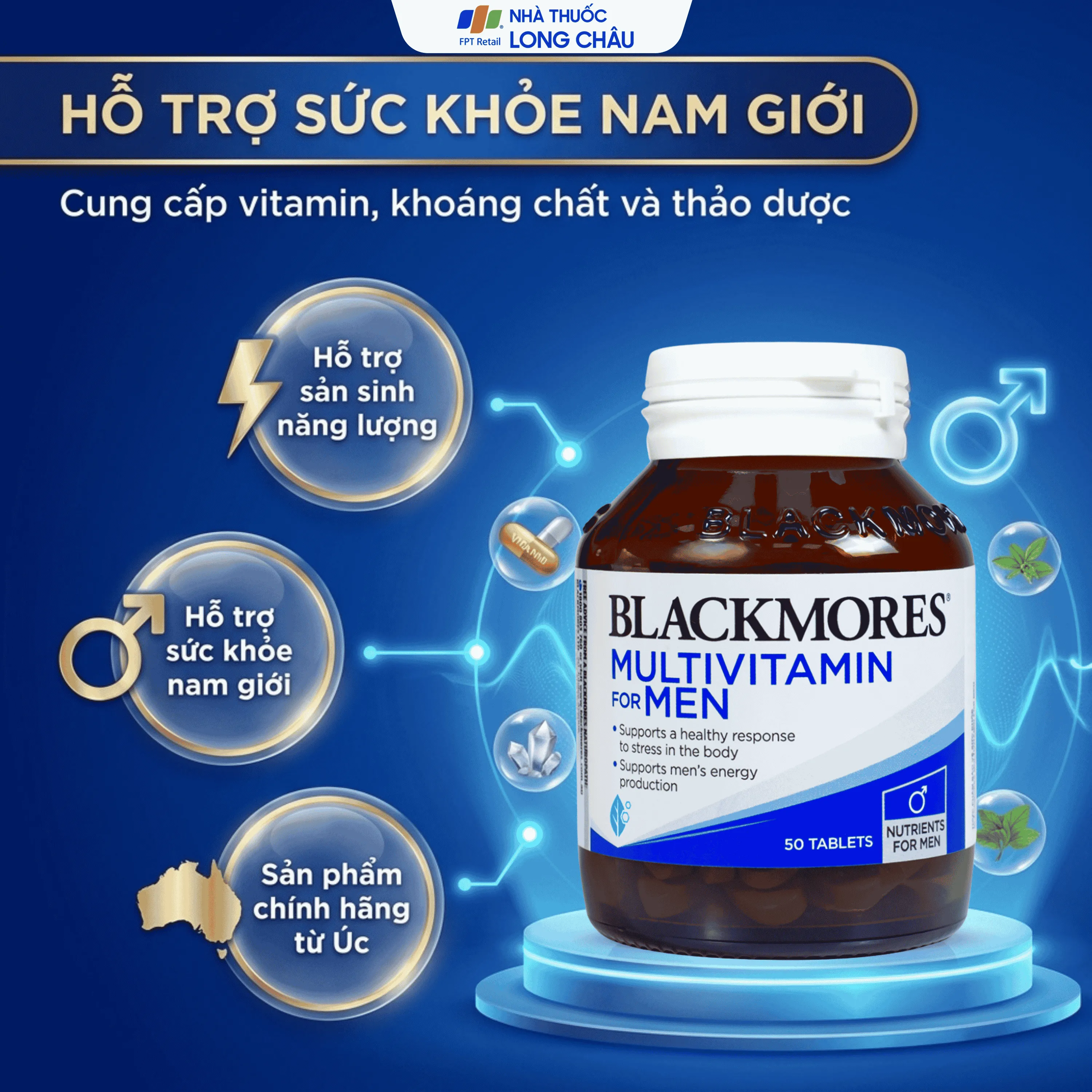 VIÊN UỐNG HỖ TRỢ SỨC KHỎE NAM GIỚI BLACKMORES MULTIVITAMIN FOR MEN 50V 2