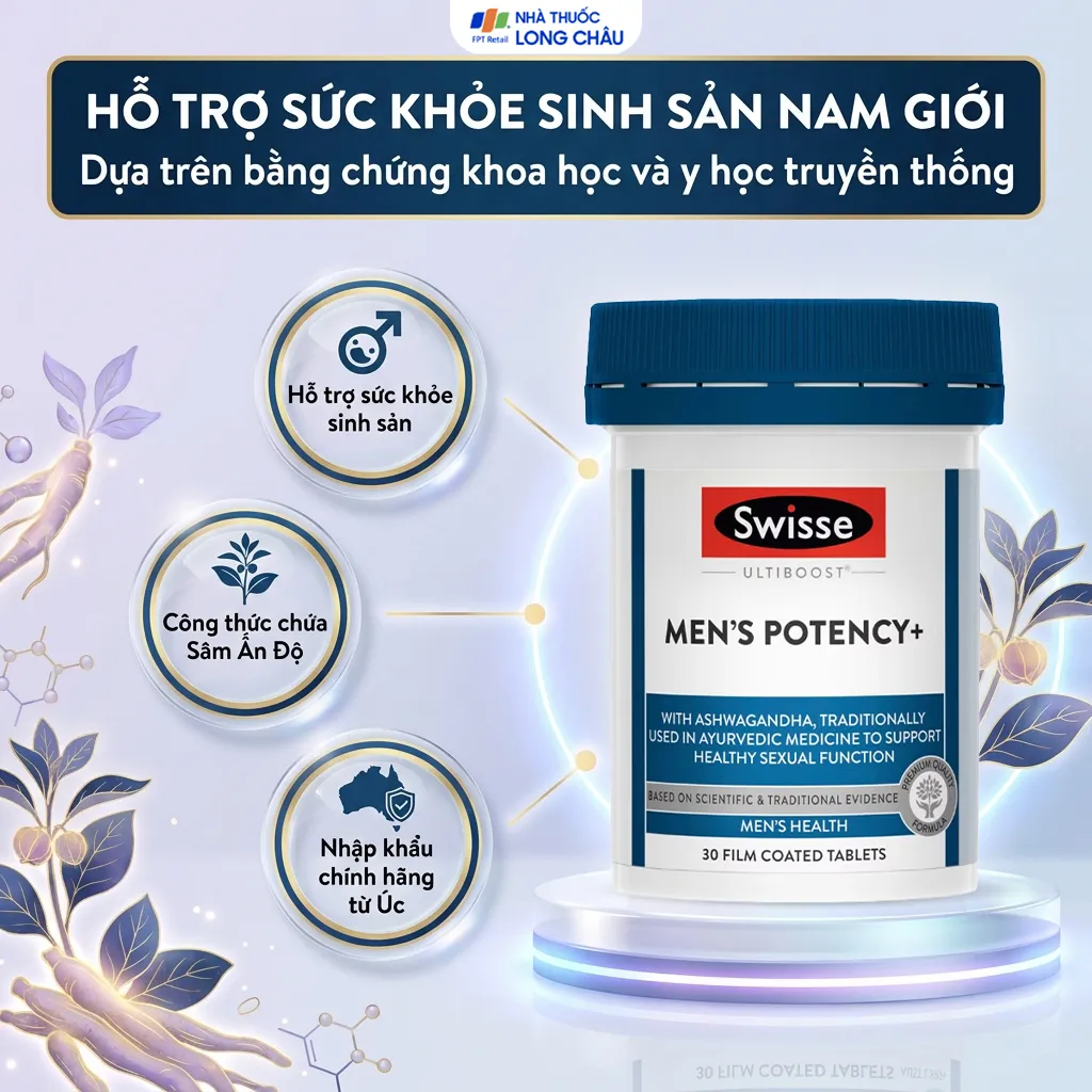 VIÊN UỐNG HỖ TRỢ SỨC KHỎE SINH SẢN NAM GIỚI SWISSE ULTIBOOST MENS POTENCY+ 30V 2