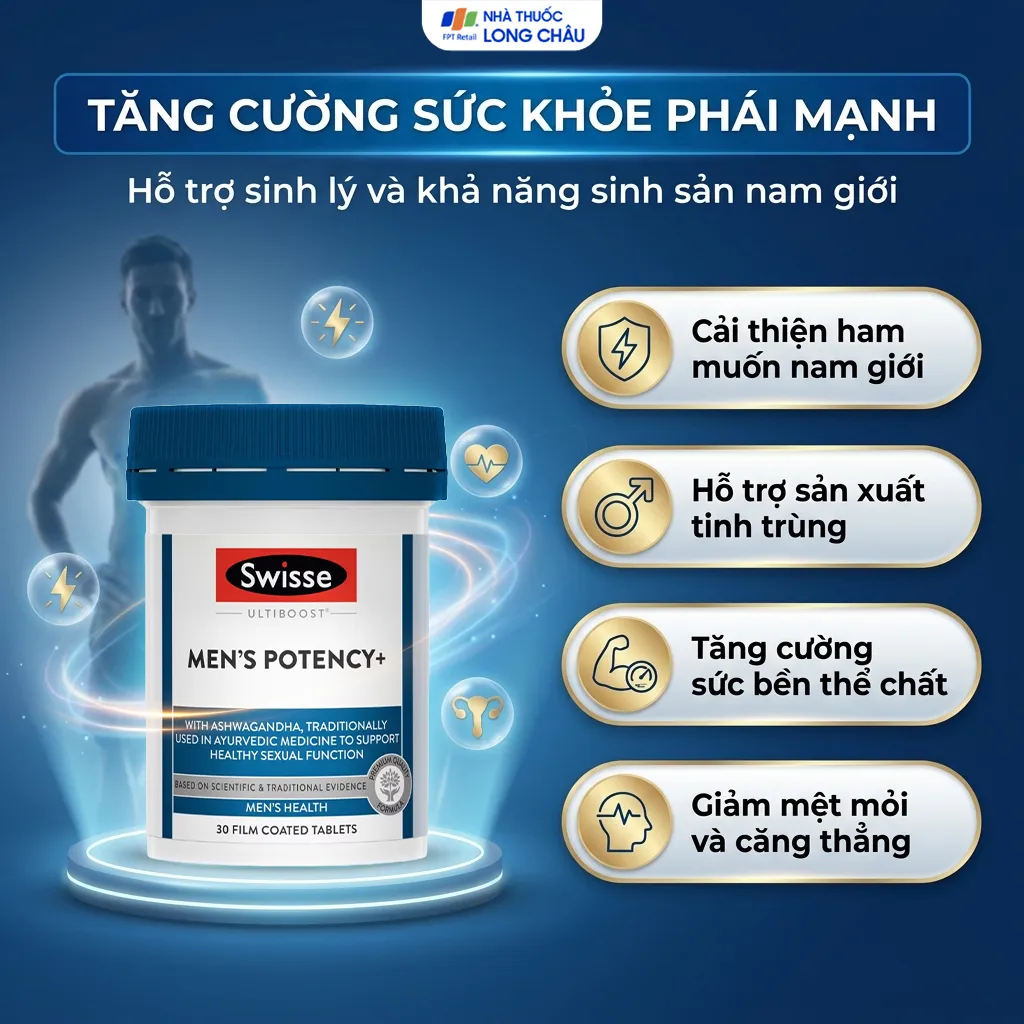 VIÊN UỐNG HỖ TRỢ SỨC KHỎE SINH SẢN NAM GIỚI SWISSE ULTIBOOST MENS POTENCY+ 30V 3