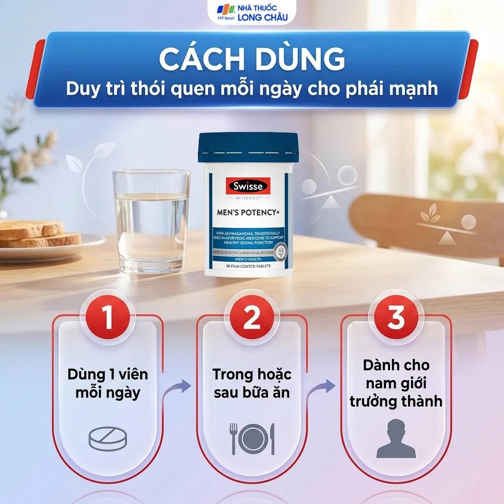 VIÊN UỐNG HỖ TRỢ SỨC KHỎE SINH SẢN NAM GIỚI SWISSE ULTIBOOST MENS POTENCY+ 30V 5