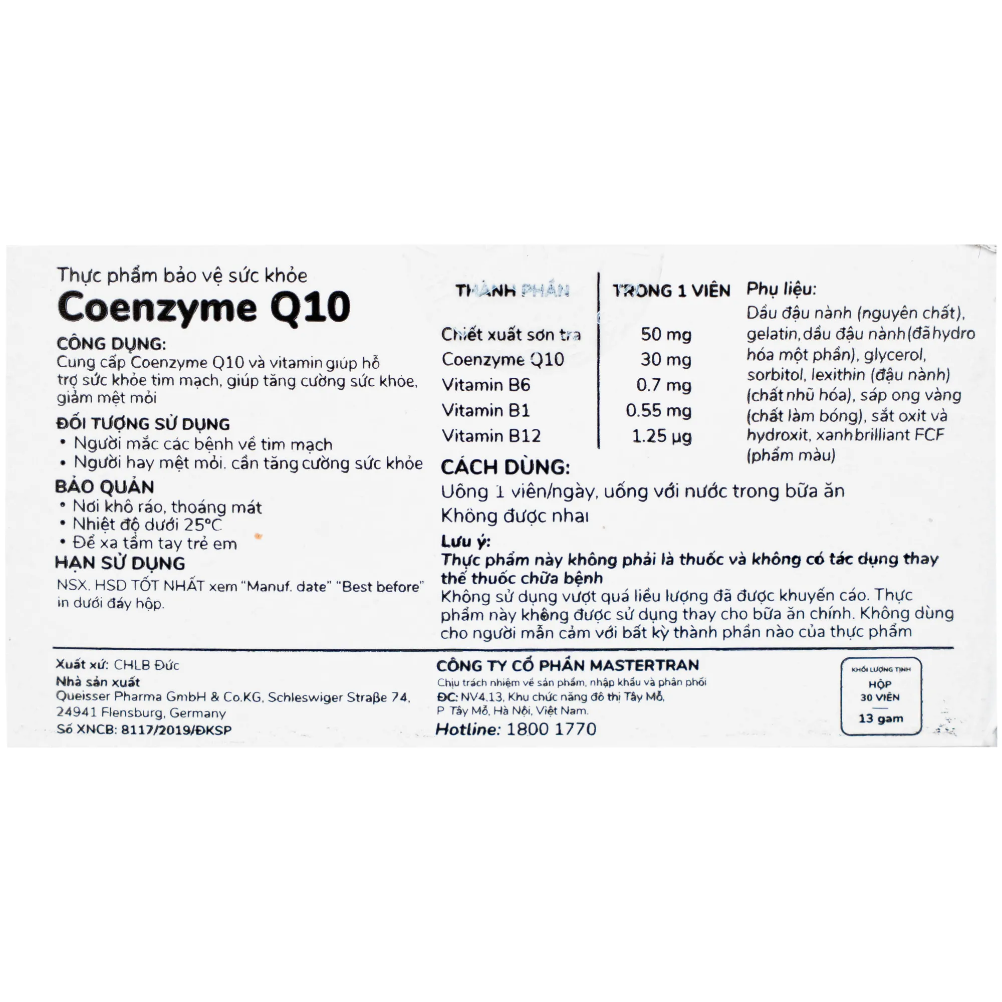VIÊN UỐNG HỖ TRỢ SỨC KHỎE TIM MẠCH COENZYME Q10 DOPPELHERZ 2X15 10