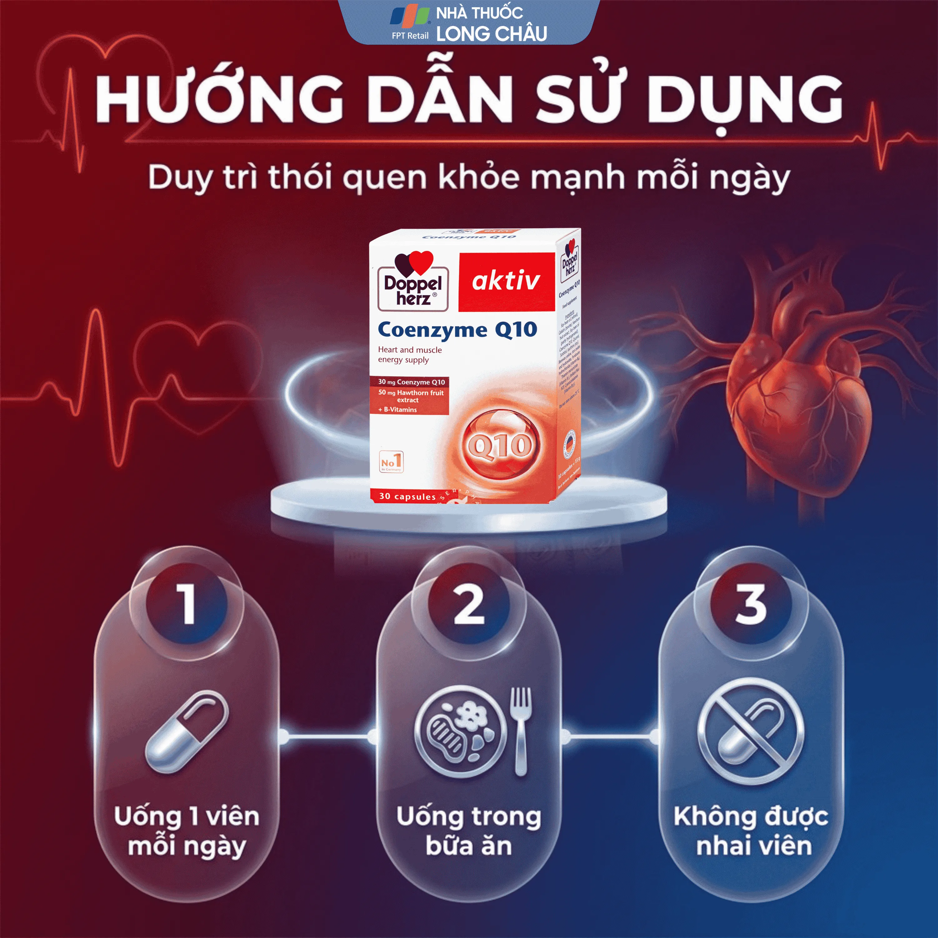 VIÊN UỐNG HỖ TRỢ SỨC KHỎE TIM MẠCH COENZYME Q10 DOPPELHERZ 2X15 4