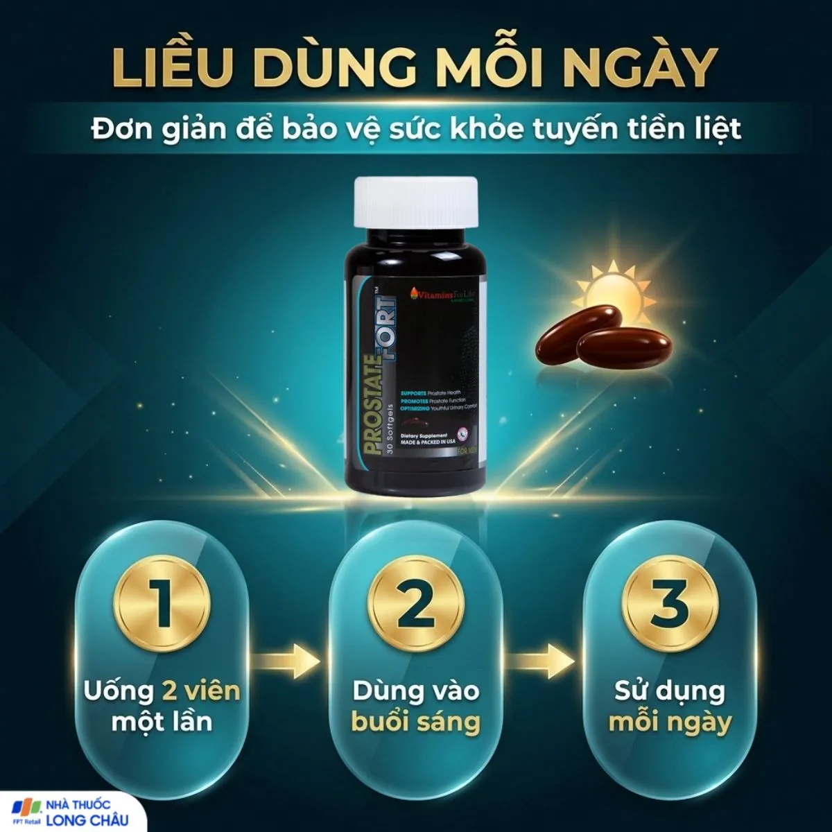 VIÊN UỐNG HỖ TRỢ SỨC KHỎE TUYẾN TIỀN LIỆT NAM GIỚI PROSTATE FORT 200MG VITAMINS FOR LIFE 30V 4